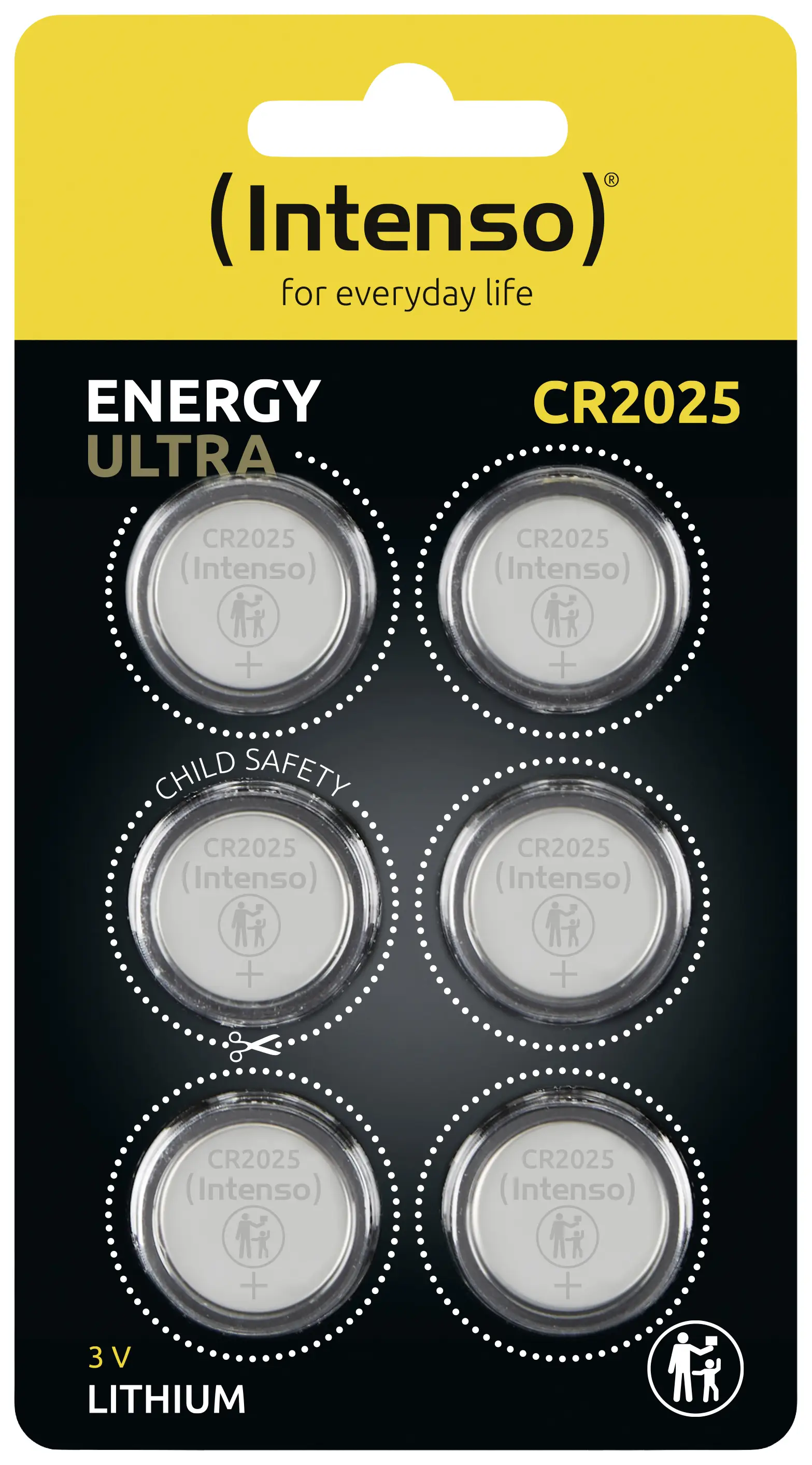 Кнопочные батарейки CR 2025 Intenso 7502426 3 В, 6 шт., литиевые, 160 мАч.