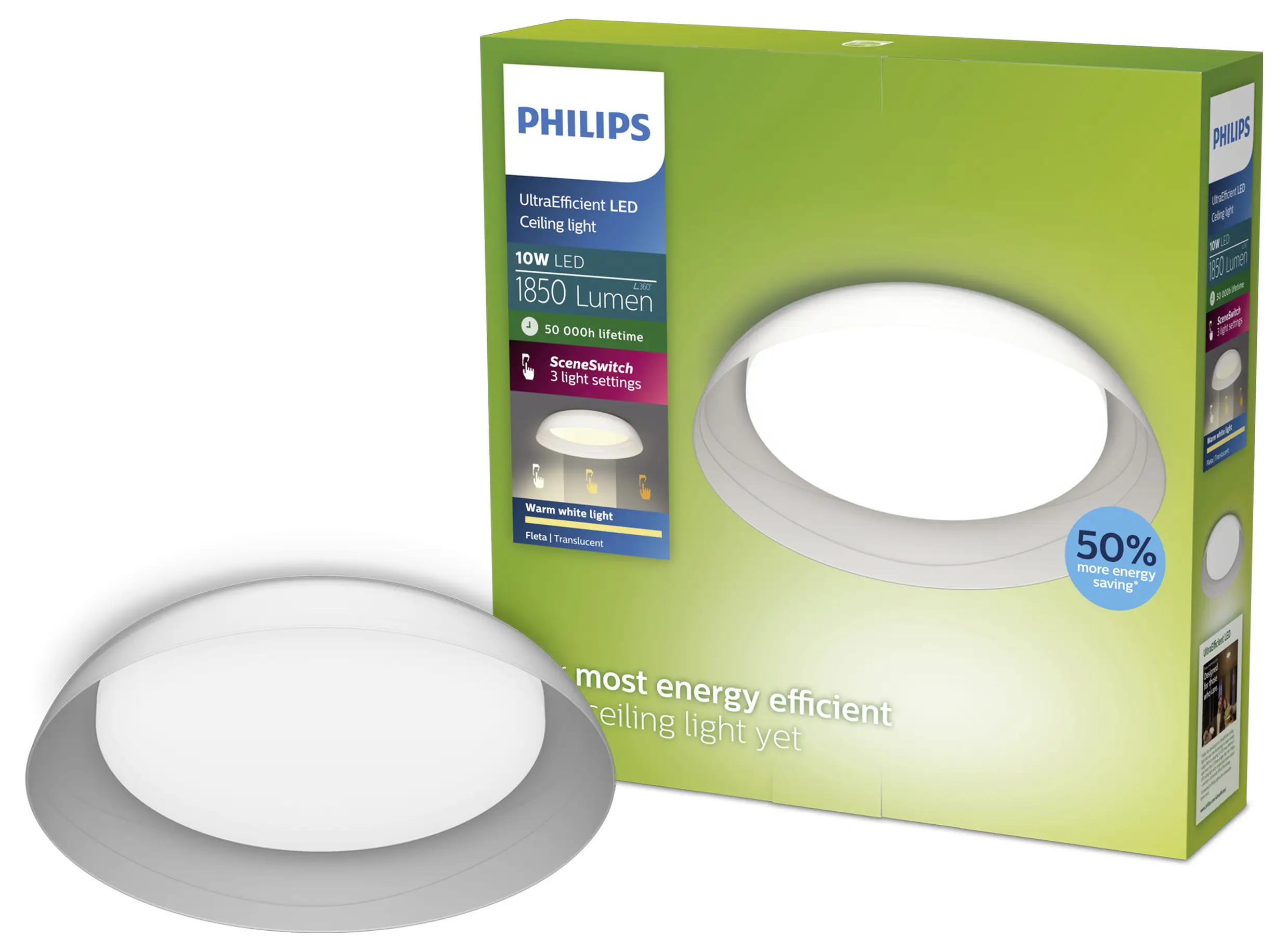 Светодиодный потолочный светильник Philips Fleta 8720169300972, 10 Вт, 1850 лм, прозрачный