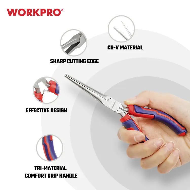 Универсальные мини-плоскогубцы WorkPro WP231099 из хромованадиевой стали, 150 мм.