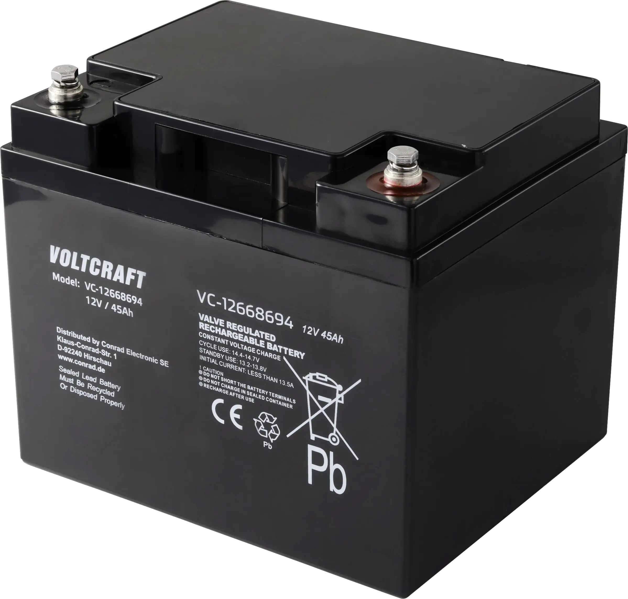 Свинцовый аккумулятор VOLTCRAFT VC-12668694 VC-16623020, AGM, 12 В, 45 Ач