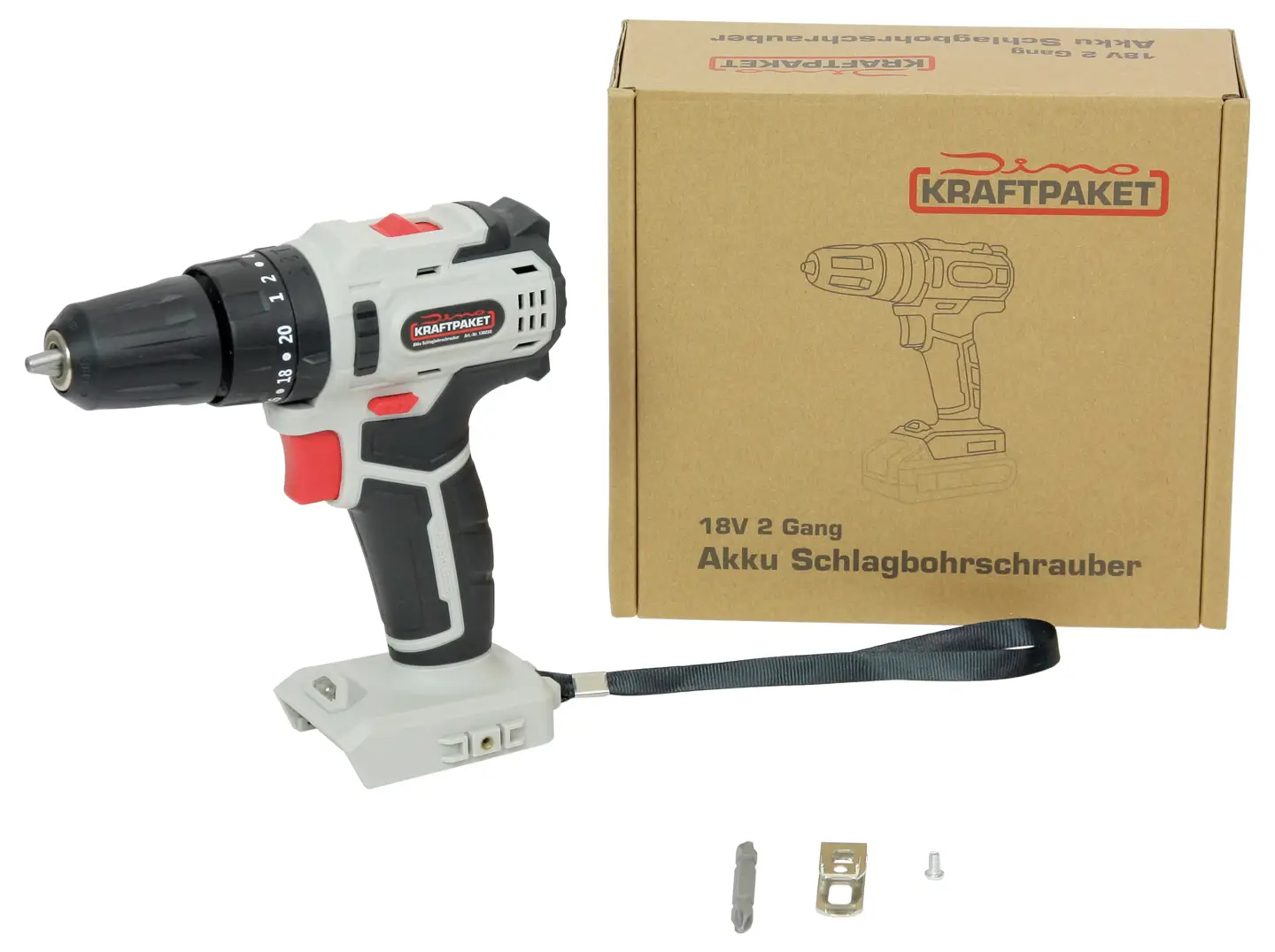 Аккумуляторный ударный шуруповерт Dino KRAFTPAKET 18V-45Nm-23-630W 130230, 18 В, 2 Ач, бесщеточный, без аккумулятора, без зарядног