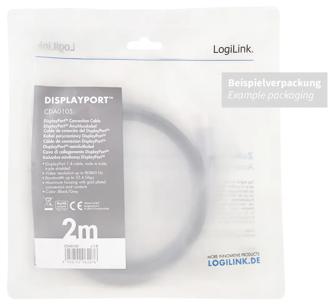 Аудио/видеокабель LogiLink CDA0104 CDA0104, DisplayPort, 1 м