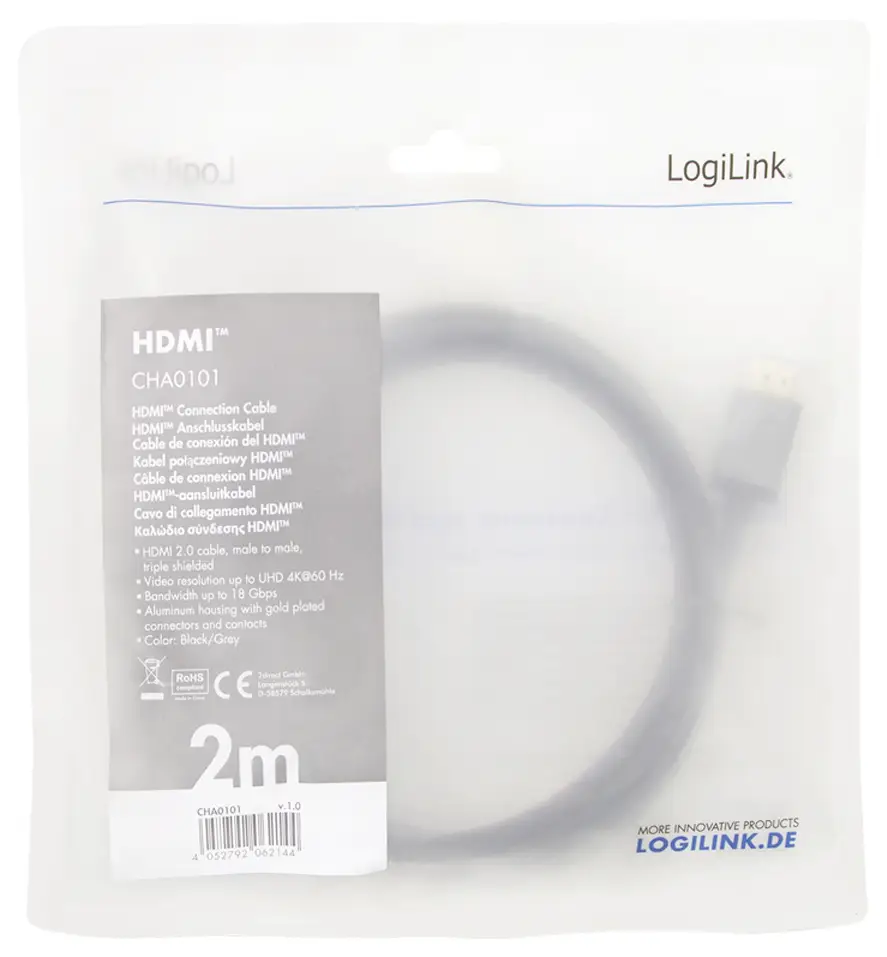 Аудио/видео кабель LogiLink CHA0101 CHA0101, HDMI, 2 м