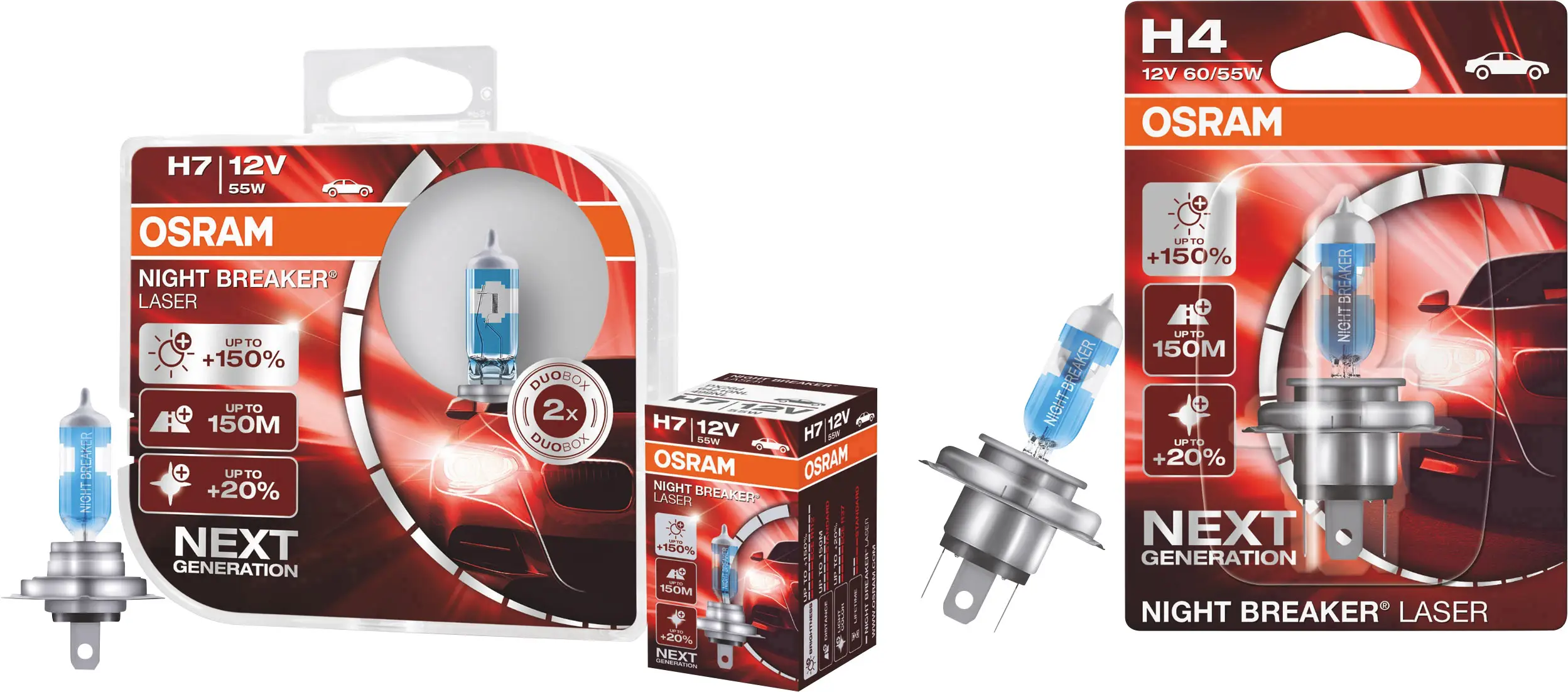 Галогенные лампы Osram Automotive 64150NL-2HB Night Breaker® Laser Next Generation H1 55 Вт 12 В