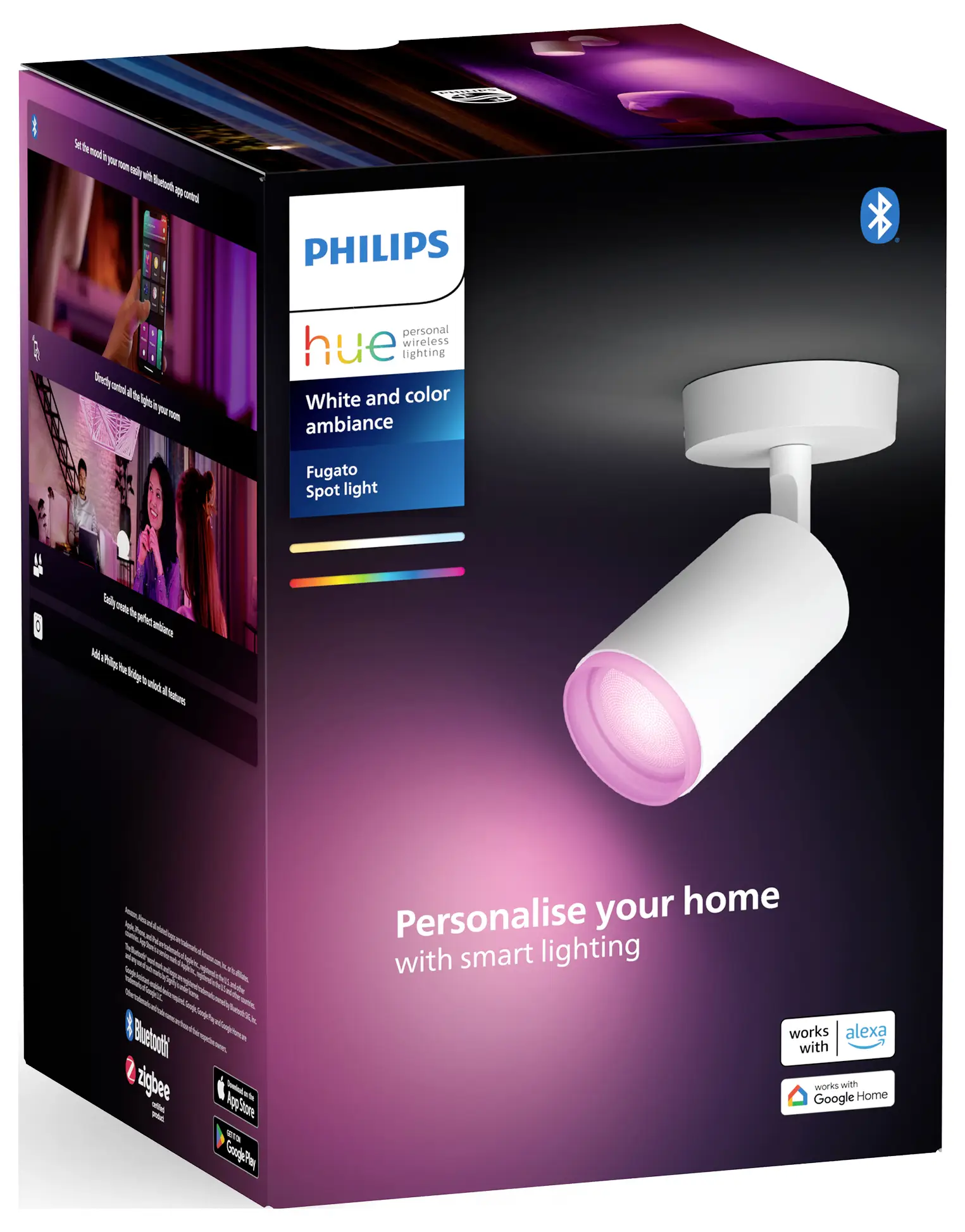 Потолочный светодиодный прожектор Philips Hue Hue 929003810701 Fugato GU10 4,2 Вт, теплый белый дневной свет, RGB