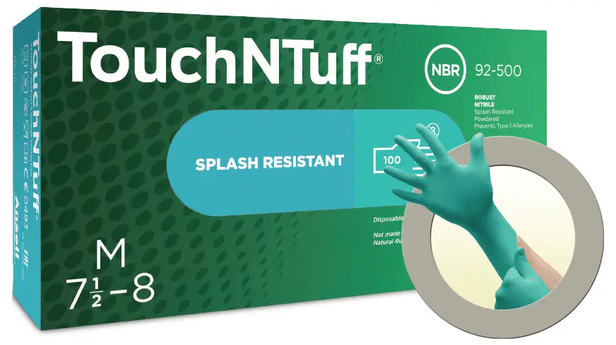 Одноразові нітрилові рукавички Ansell TouchNTuff 92500090, 100 шт. Розмір рукавичок: L, 8,5, 9 EN 21420:2020