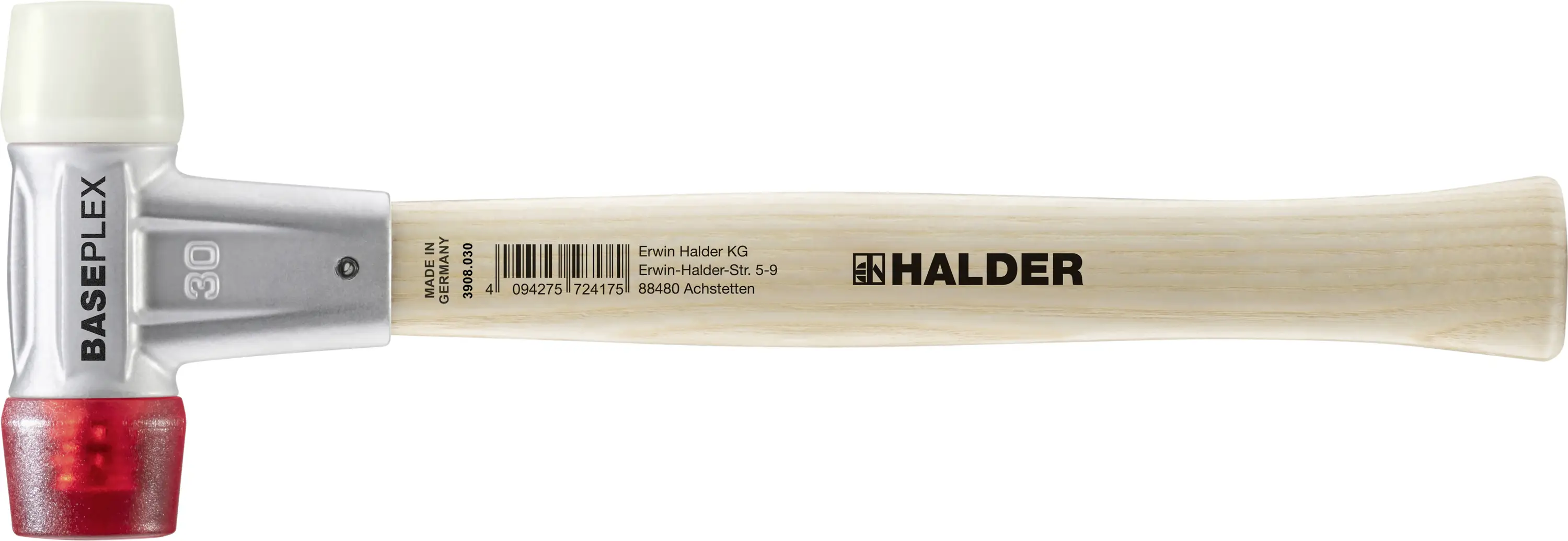 Резиновый молоток (мягкий) Halder BASEPLEX 3968.030 с эргономичной рукояткой, жесткий 360 г, 280 мм, 1 шт.