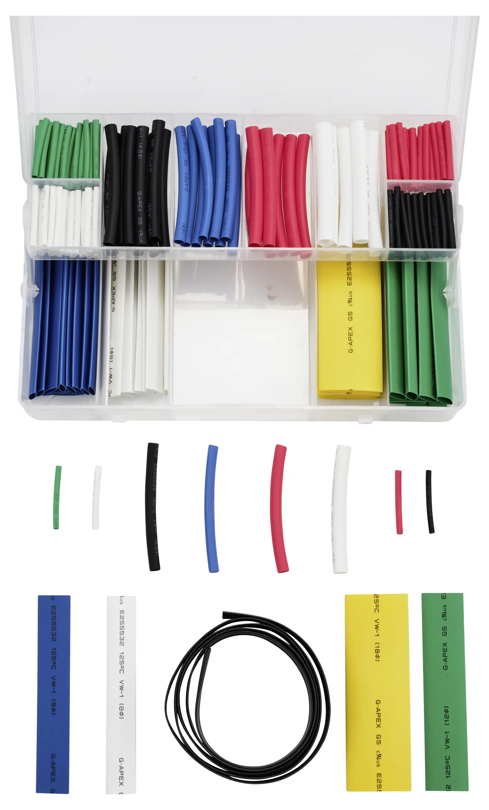 TRU COMPONENTS TC-13388824 Комплект термоусадочных трубок, 2:1, 171 шт.