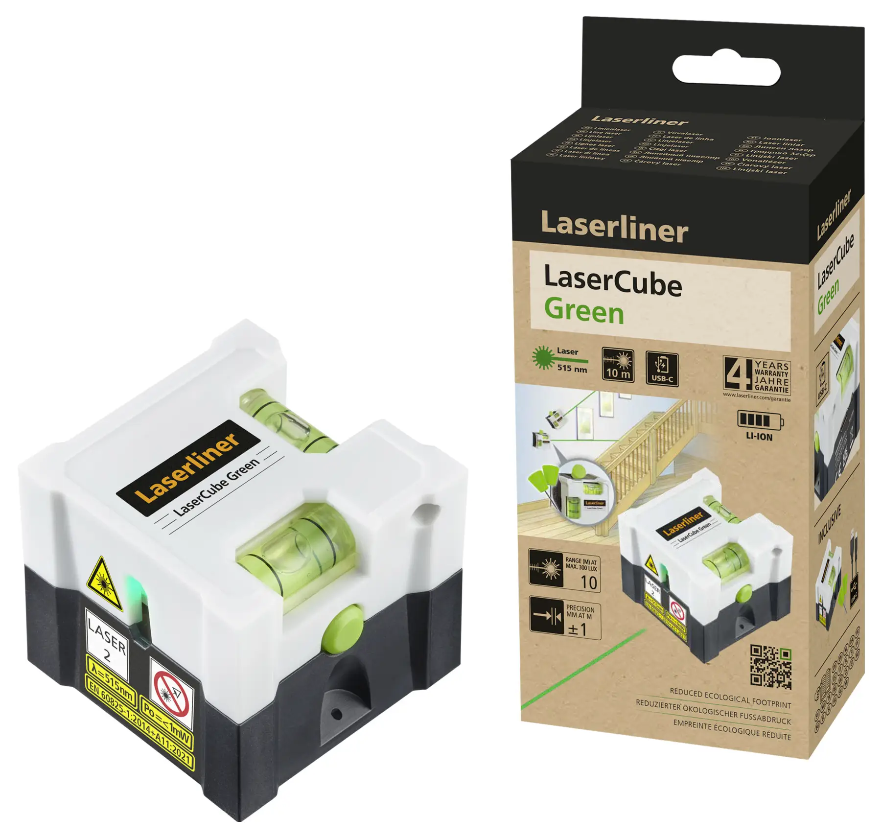 Лазерний ліхтар Laserliner LaserCube green 081.109E, максимальна дальність дії: 10 м