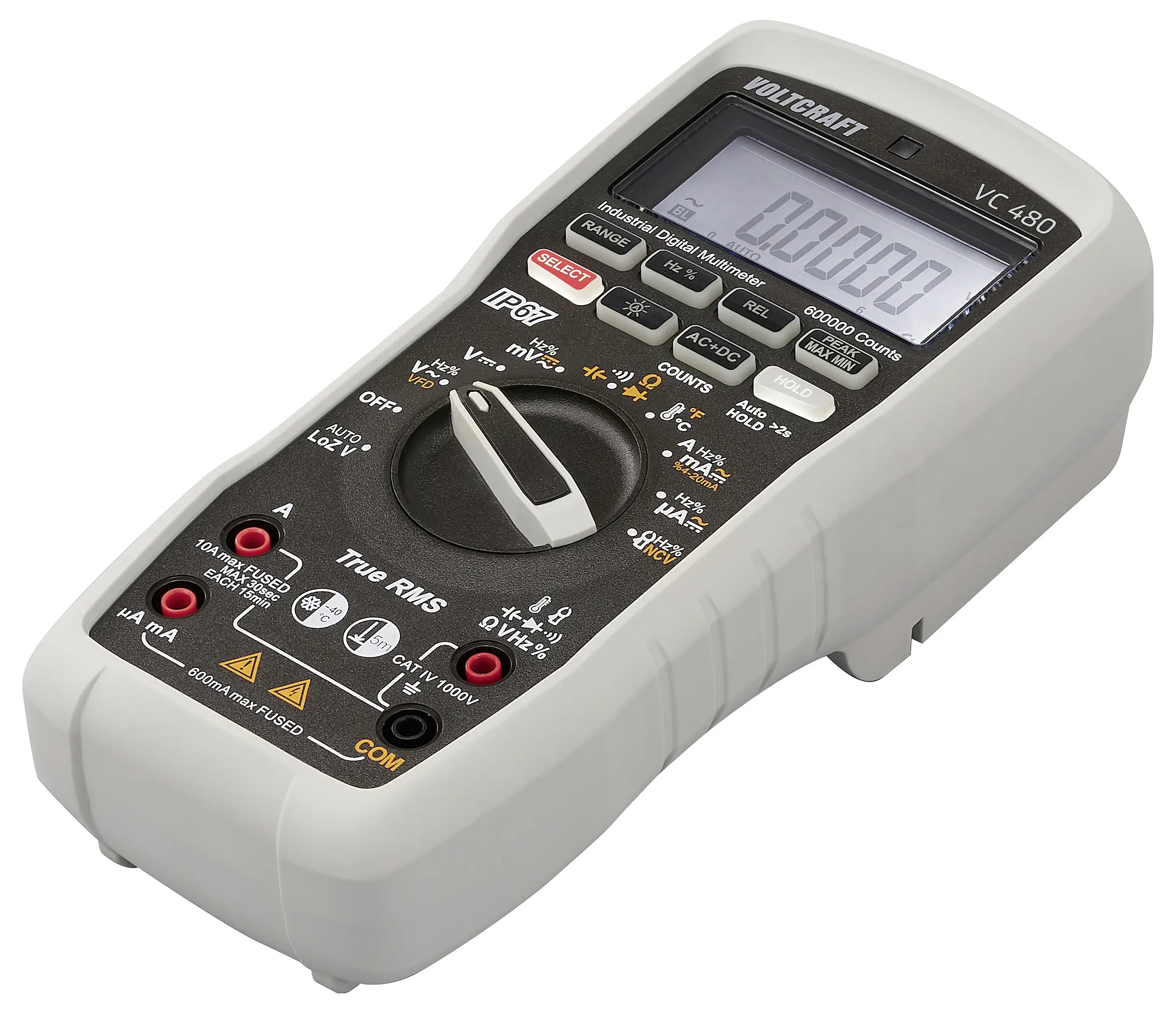 Цифровий мультиметр VOLTCRAFT VC 480 IP67, LoZ CAT IV 1000 В Відображаються числа: 600000