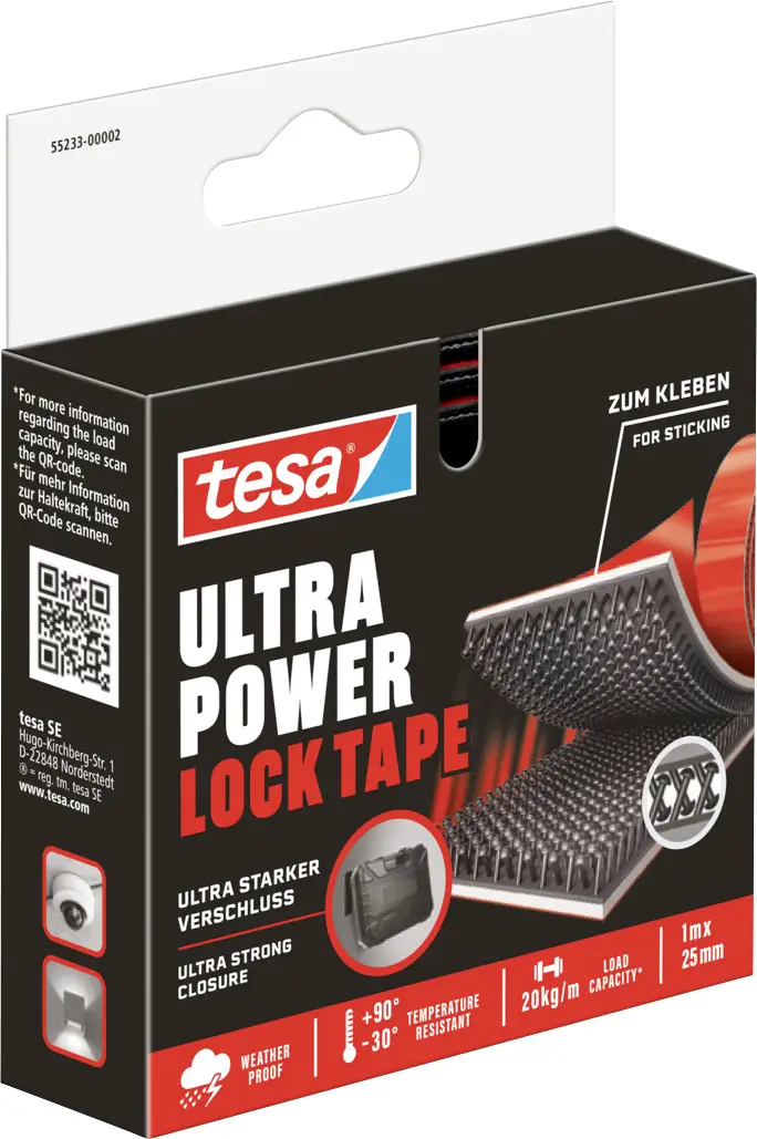Стрічка-липучка tesa Ultra Power Lock 55233-00002-00, 20 кг, (Д x Ш) 1 м x 25 мм, 1 шт.