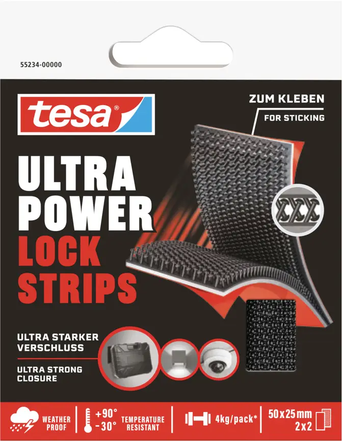 Лента-липучка tesa Ultra Power Lock 55234-00000-00, 4 кг, (Д x Ш) 50 мм x 25 мм, 2 пары
