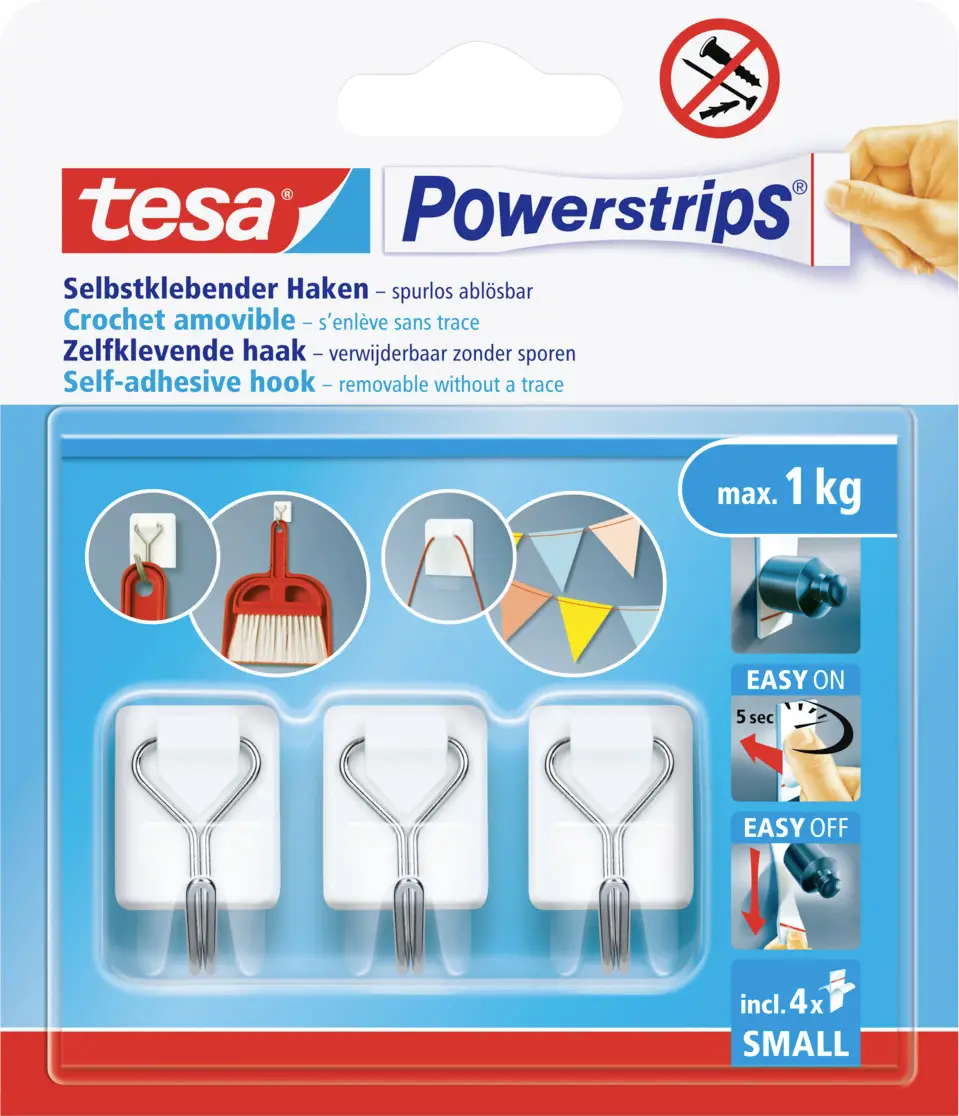 Самоклеящиеся крючки tesa Powerstrips Small 57615-00003-00, 3 шт.