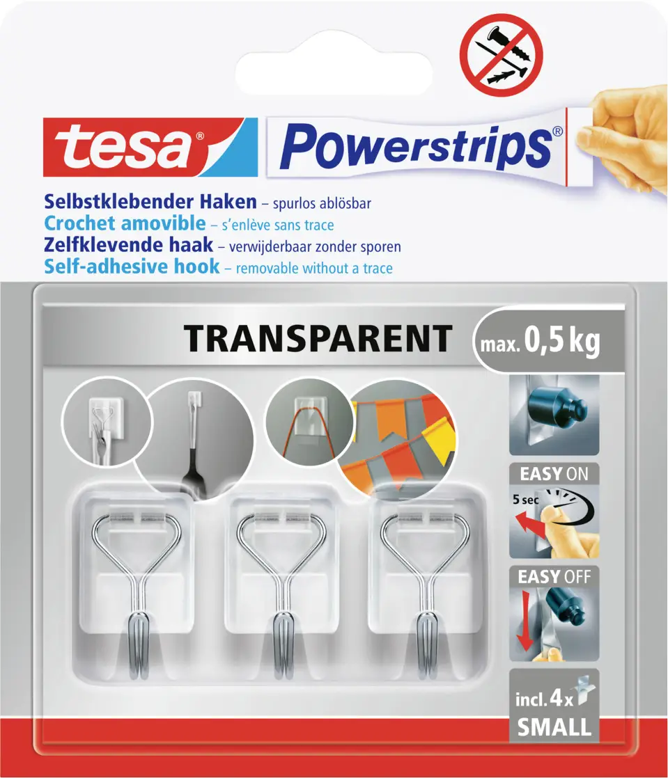 Самоклеящиеся крючки tesa Powerstrips Small 58620-00003-00, 3 шт.