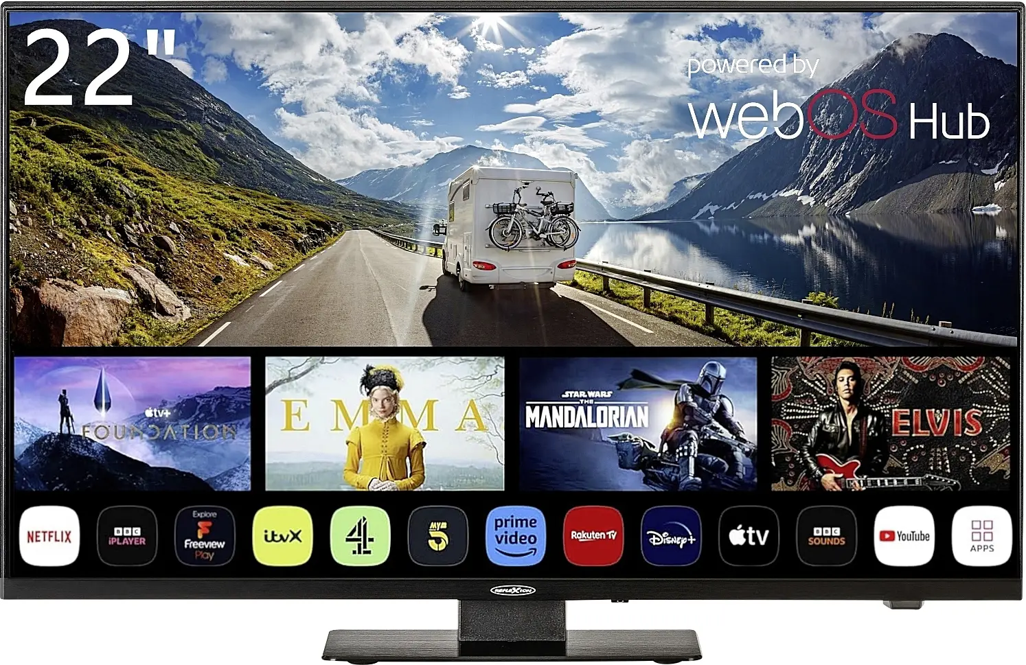 РК-телевізор Reflexion LDDX22iBT_B 55 см 22 дюйми EEK E (A - G) DVB-T2, DVB-C, DVB-S2, Full HD, Smart TV, WLAN, DVD-програвач, CI+