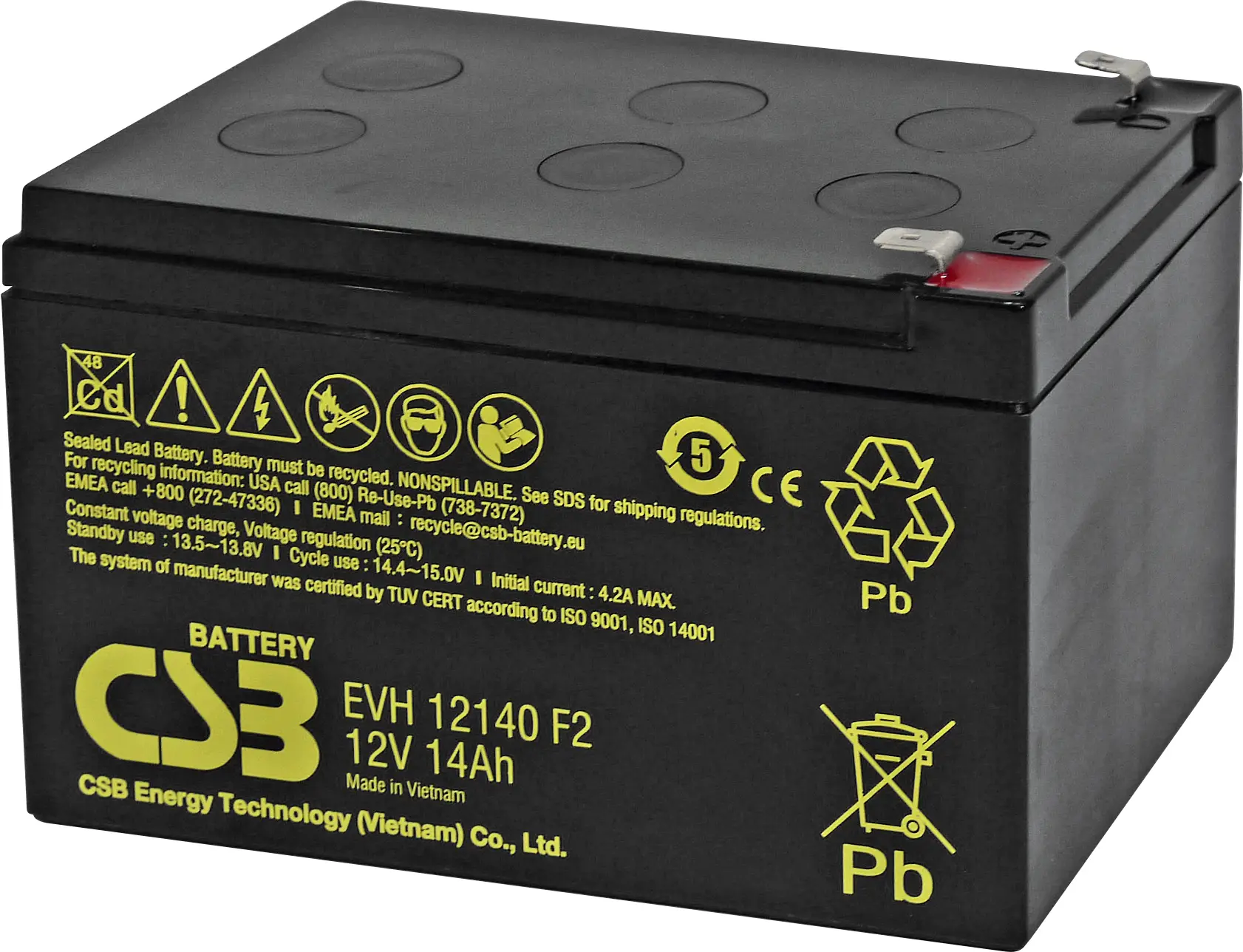 Свинцово-кислотный аккумулятор Fey Elektronik EVH12140F2, AGM, 12 В, 14 Ач
