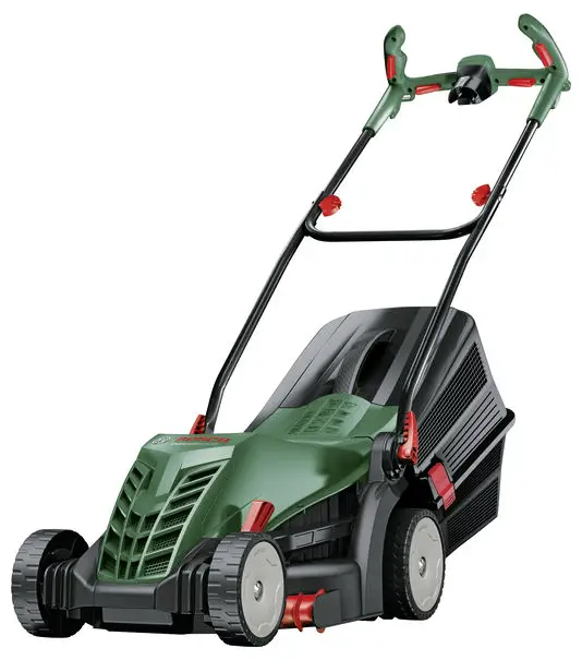 Электрическая газонокосилка Bosch Home and Garden UniversalRotak 37-570 с регулируемой высотой скашивания, мощностью 1400 Вт и мак