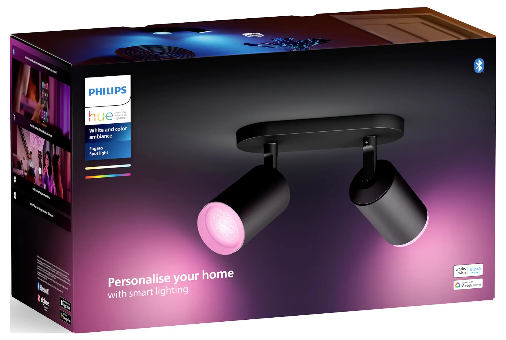Світлодіодний настінний світильник Philips Hue Hue 929003810001 EEK: E (A - G) Fugato GU10 8.4 Вт Тепле біле денне світло, RGB
