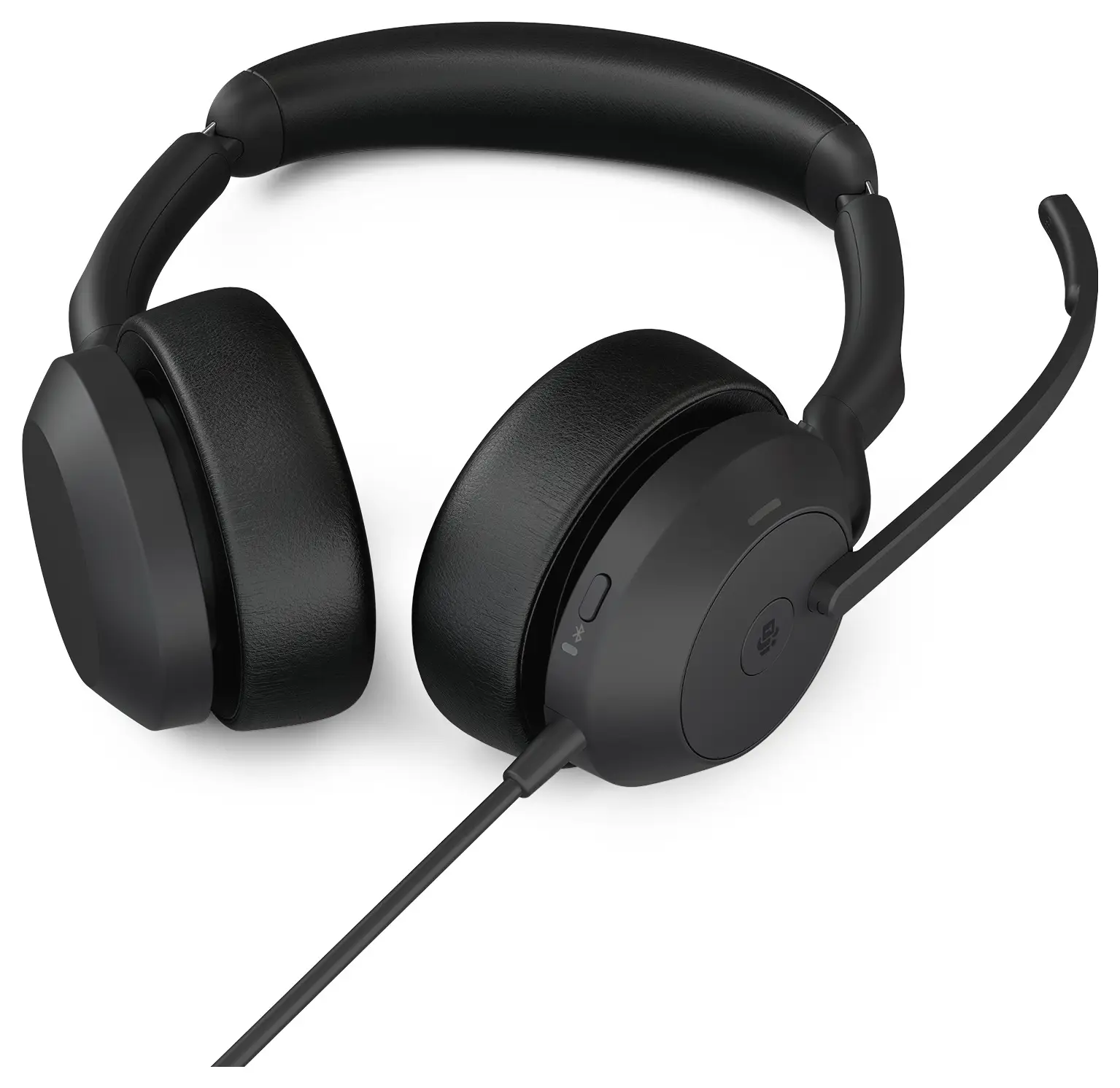 Накладні навушники Jabra Evolve2 50, кабель, Bluetooth стерео, чорний, шумозаглушення мікрофона, гарнітура з шумопоглинанням, вимк