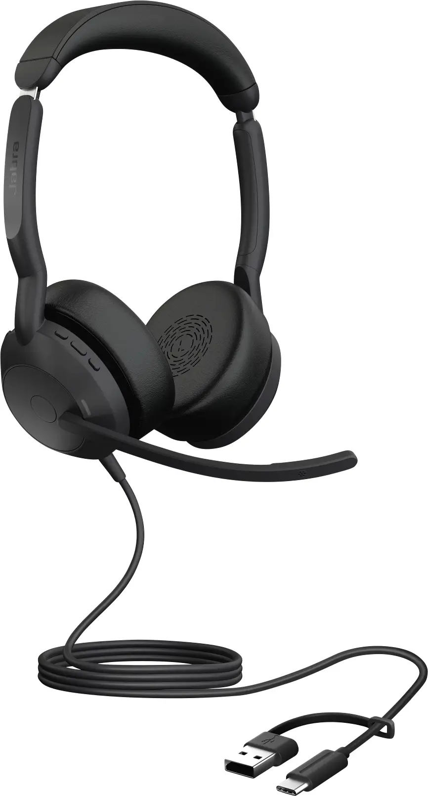 Наушники Jabra Evolve2 50 с кабелем, Bluetooth-стерео, чёрный, с шумоподавлением микрофона, гарнитурой с шумоподавлением, отключен