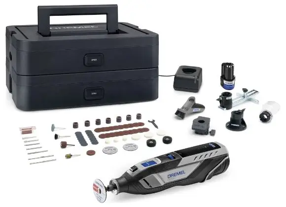 Многофункциональный инструмент Dremel 8250-5/65 Platinum+ Box 12V F0138250JF, в комплекте 2 аккумулятора 12 В 2 Ач. Количество акк