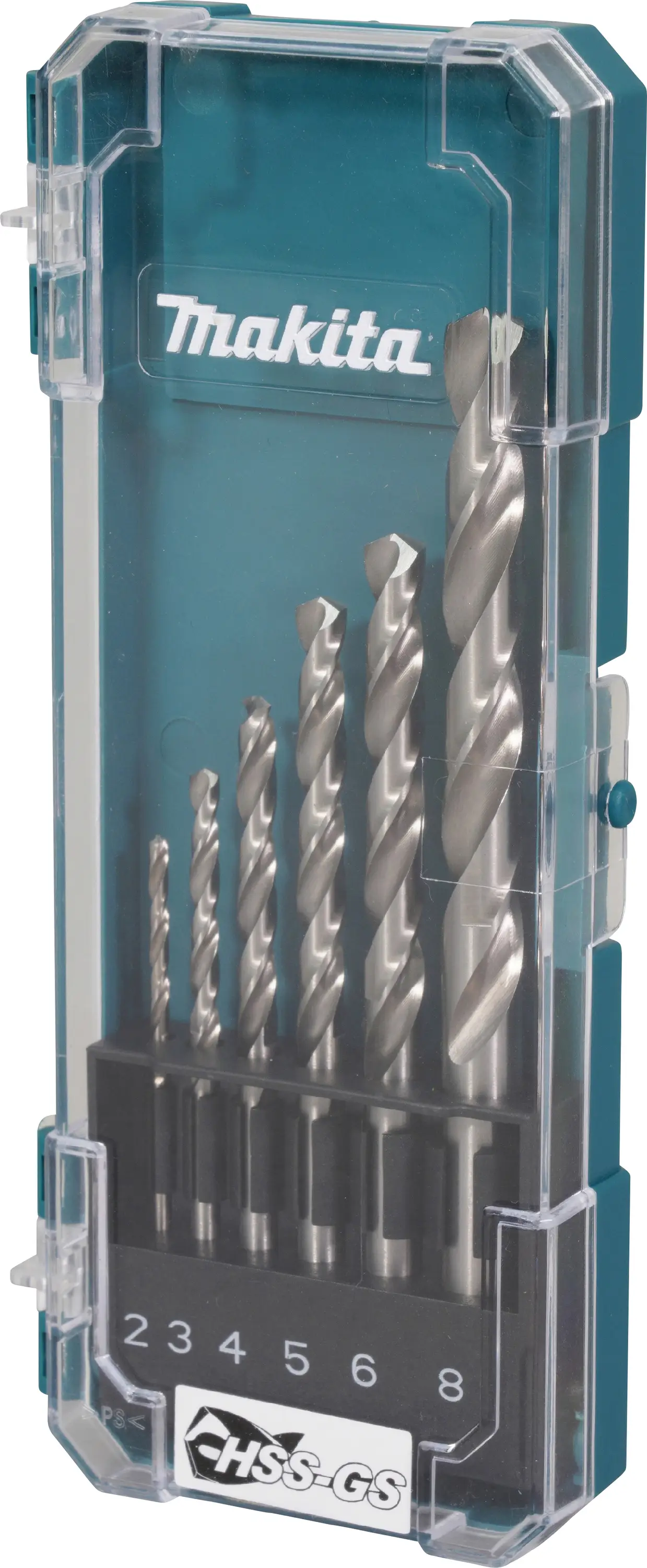 Набор сверл Makita D-78346 D-78346 из быстрорежущей стали для металла, диаметр 2 мм, 3 мм, 4 мм, 5 мм, 6 мм, 8 мм, прямой хвостови