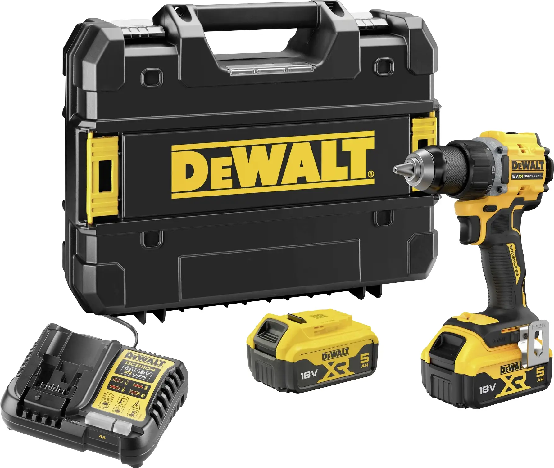 Аккумуляторная дрель-шуруповерт DEWALT DCD794P2T-QW DCD794P2T-QW 18 В 5 А·ч в комплекте: 2 аккумулятора, зарядное устройство, кейс