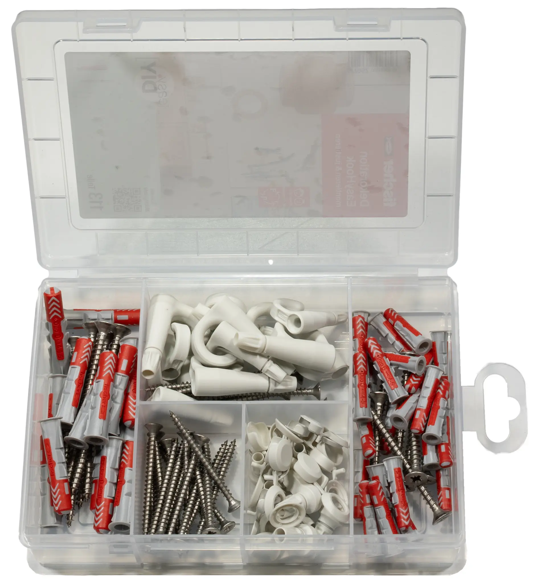 Набор Fischer 577062 easyDIY EasyHook Box с набором деревянных дюбелей, 113 шт.