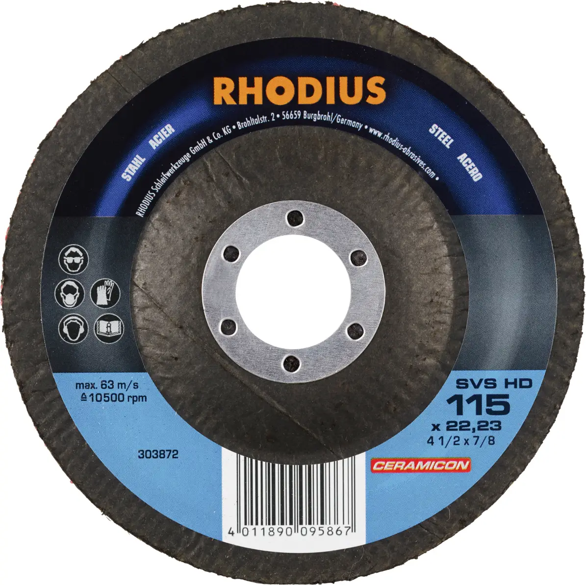 Rhodius 303872 RHODIUS SVS HD, 10 шматків чистячого флісу 115 x 22,23 мм, зсув, TOPline для універсального використання 10 шт.