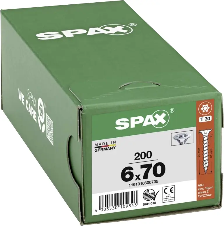 SPAX 1191010600705 R 88091 Senkkopf/T-STAR Винт по дереву 6 мм 70 мм T-STAR плюс сталь WIROX 200 шт.