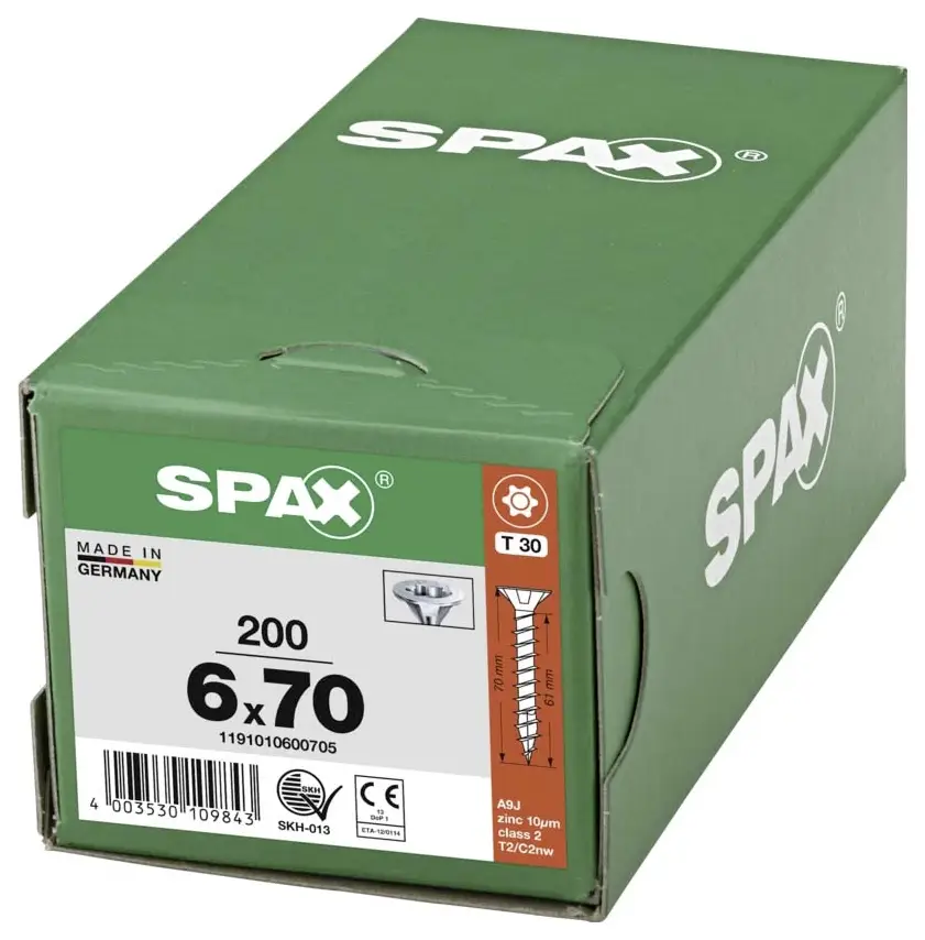 SPAX 1191010600705 R 88091 Шуруп по дереву Senkkopf/T-STAR 6 мм 70 мм T-STAR plus сталь WIROX 200 шт.