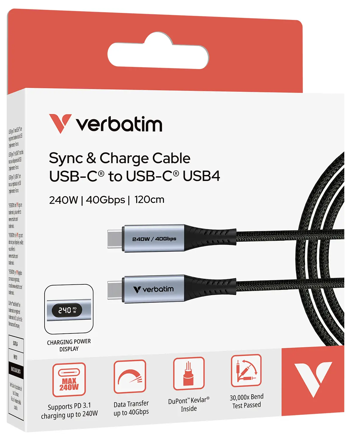 Кабель Verbatim Sync & Charge + Display 31849, USB 4, 1,2 м