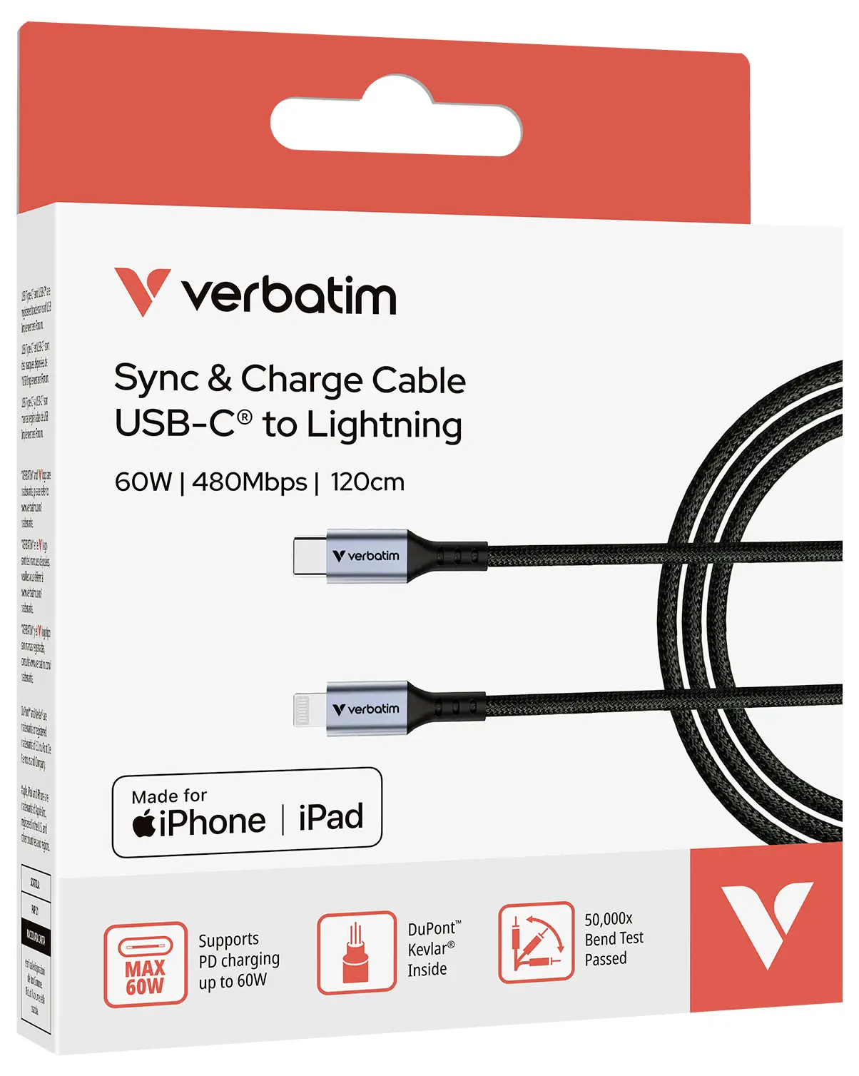 Кабель Verbatim Sync & Charge 31844, USB-C®, Lightning, 1,2 м