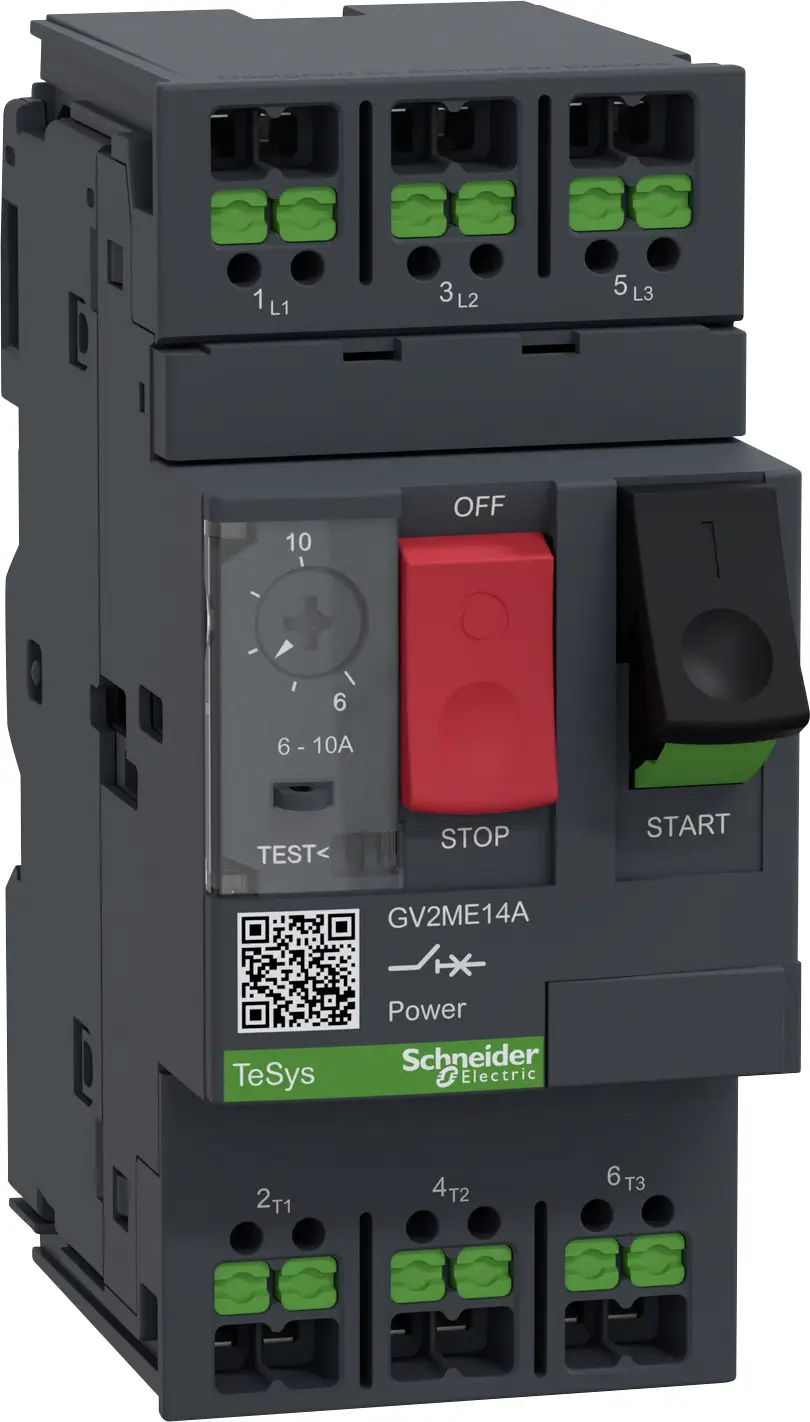 Реле защиты двигателя Schneider Electric GV2ME14A Диапазон настройки (ток): 6 - 10 А Максимальное коммутируемое напряжение: 690 В/