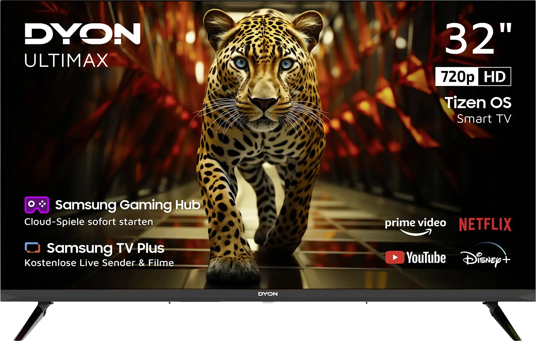 РК-телевізор Dyon Ultimax 32H-TI-W 80 см 32 дюйми EEK F (A - G) DVB-C, DVB-S2, DVB-T, DVB-T2, HD ready, Smart TV, WLAN чорний