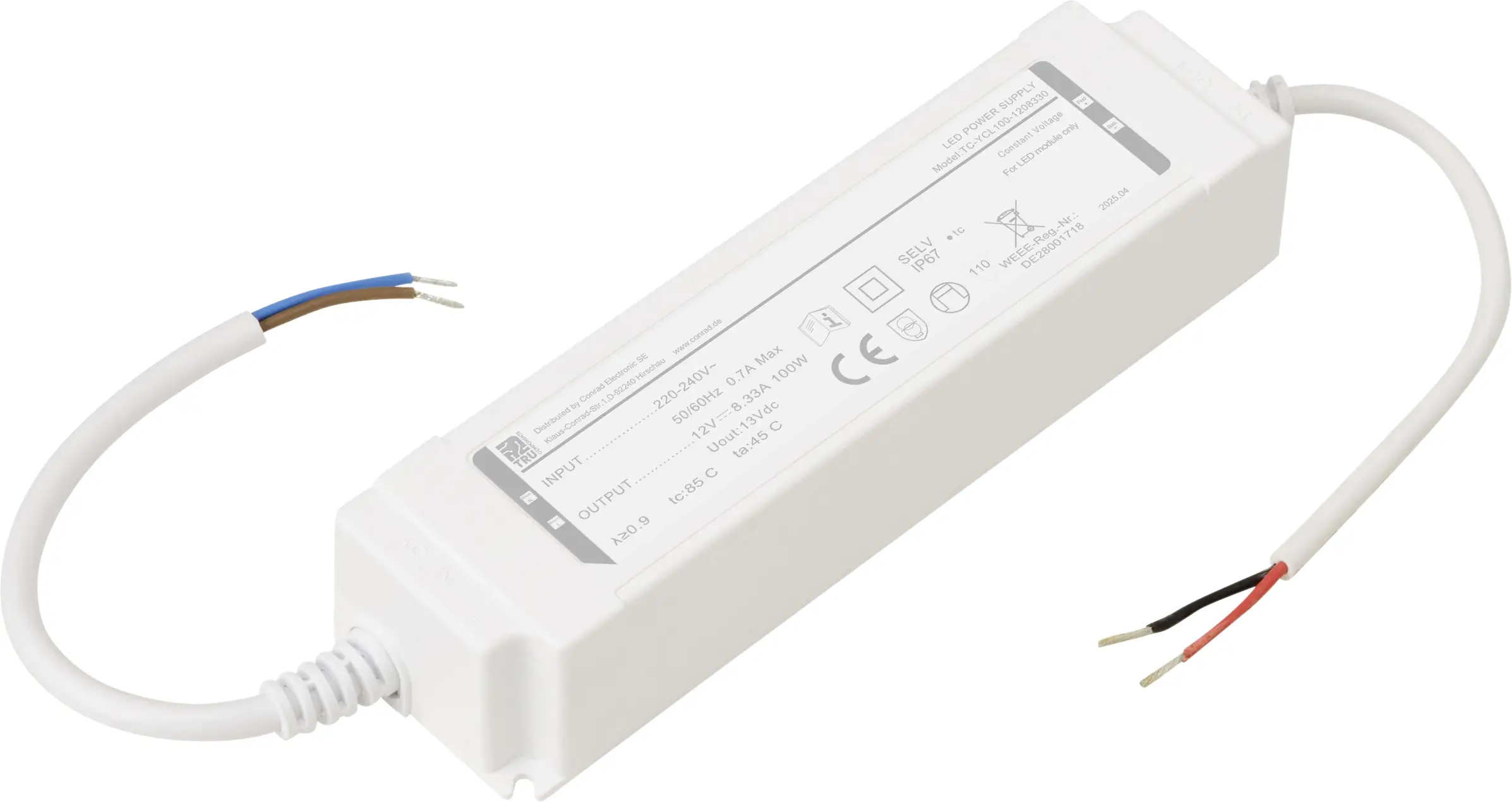 TRU COMPONENTS TC-YCL100-1208330 Світлодіодний трансформатор постійної напруги 100 Вт 8,33 A 12 В/DC 1 шт.