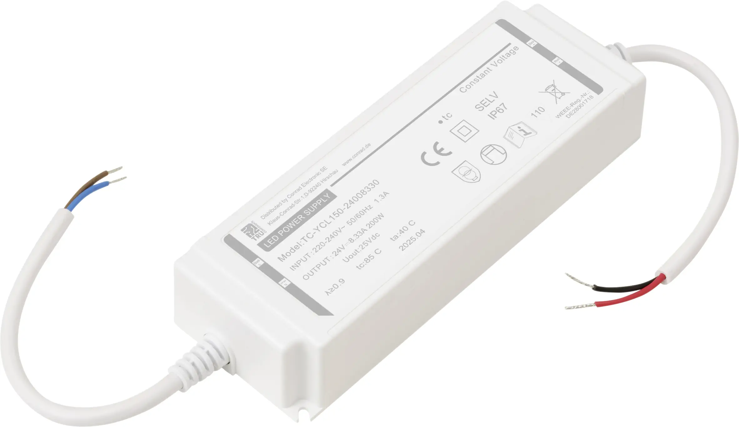 TRU COMPONENTS TC-YCL150-24008330 Трансформатор для светодиодов Постоянное напряжение 200 Вт 8,33 А 24 В/DC 1 шт.