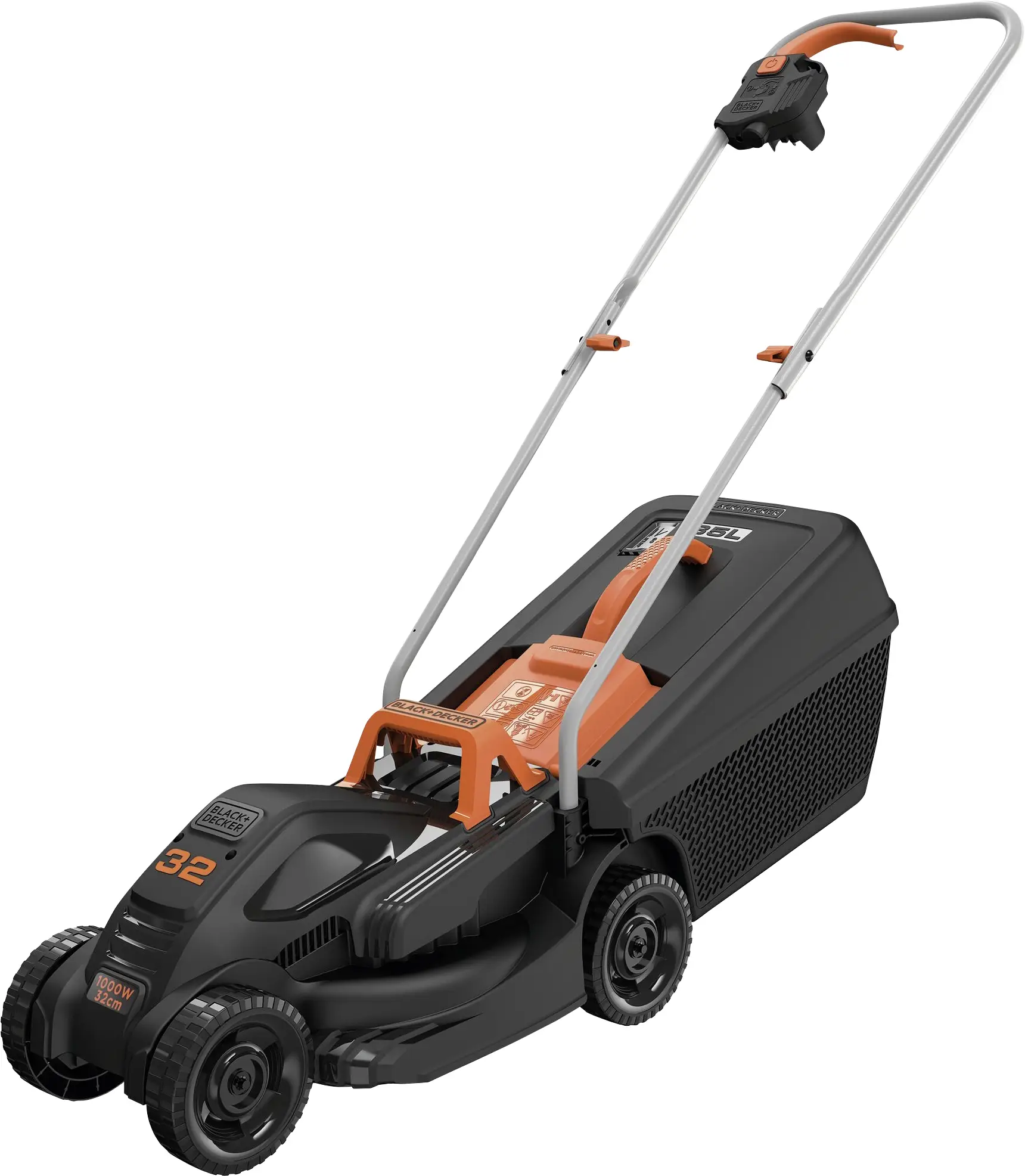 Электрическая газонокосилка Black & Decker BEMW351-QS с регулируемой высотой скашивания, мощность 1000 Вт, максимальная ширина ска