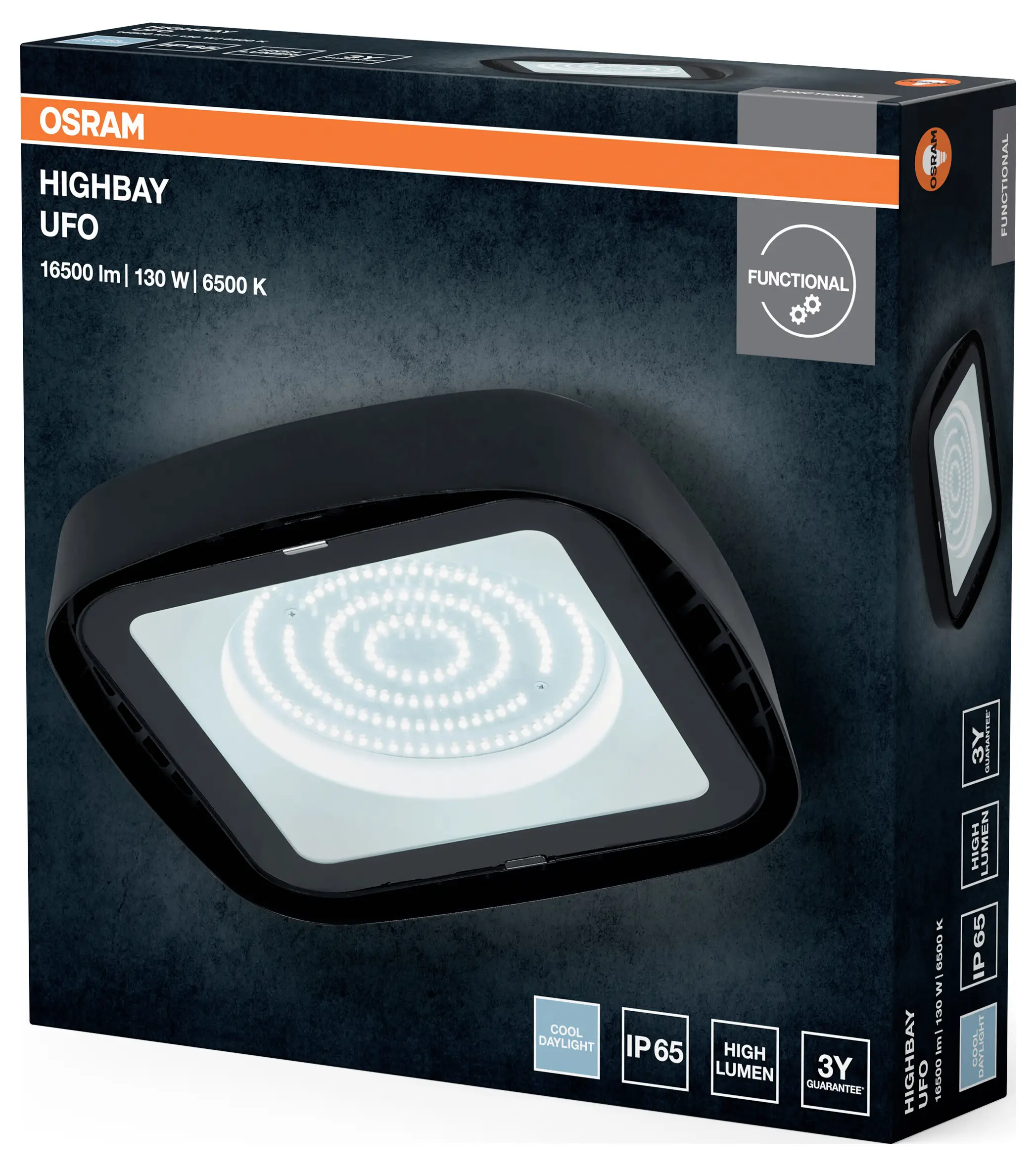 Світлодіодний світильник для високого стеля OSRAM HOMELIGHTING Ufo 130 Вт 865 IP65 Чорний 4099854429330 Світлодіодний світильник д