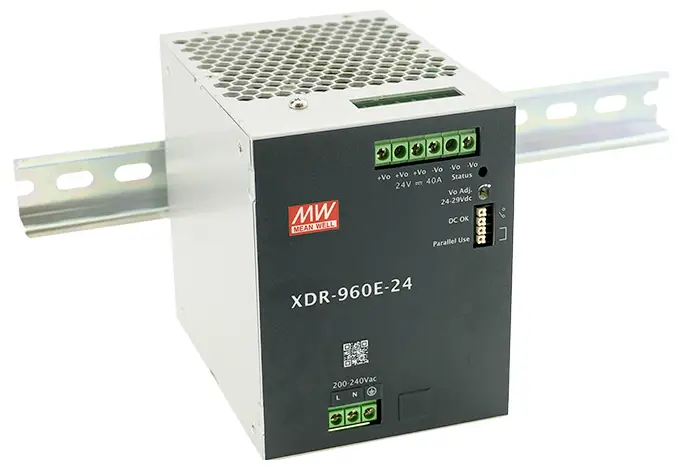 Блок живлення для DIN-рейки MEAN WELL XDR-960E-36 Споживання (в режимі очікування) 1,2 Вт 36 В 26,6 A 957,6 Вт Опис 1 шт.
