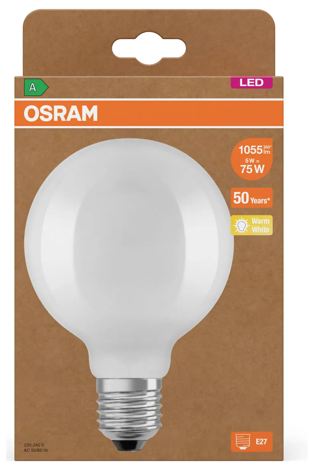 Светодиодная лампа OSRAM HOMELIGHTING 4058075839540 E-27 5 Вт, теплый белый свет, 1 шт.