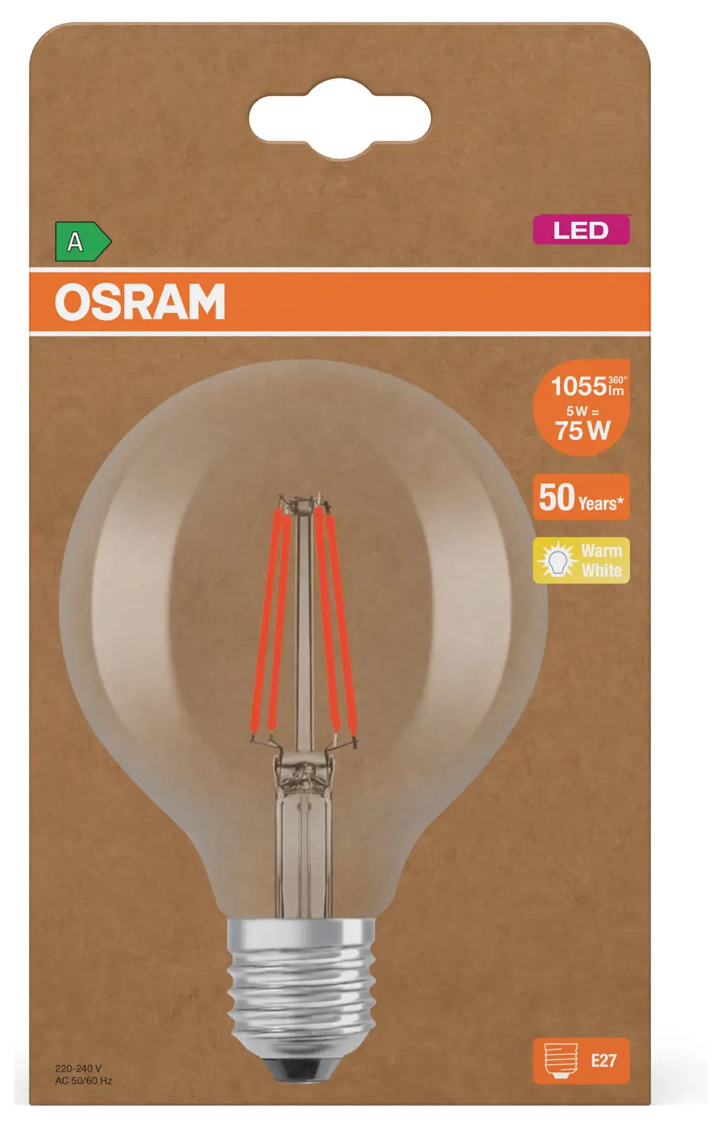 Светодиодная лампа OSRAM HOMELIGHTING 4058075839502 E-27 5 Вт, теплый белый свет, 1 шт.