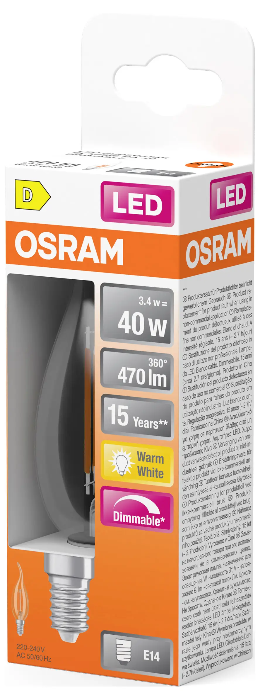 Світлодіодна лампа OSRAM HOMELIGHTING 4099854443817 E14 3,4 Вт теплий білий 1 шт.