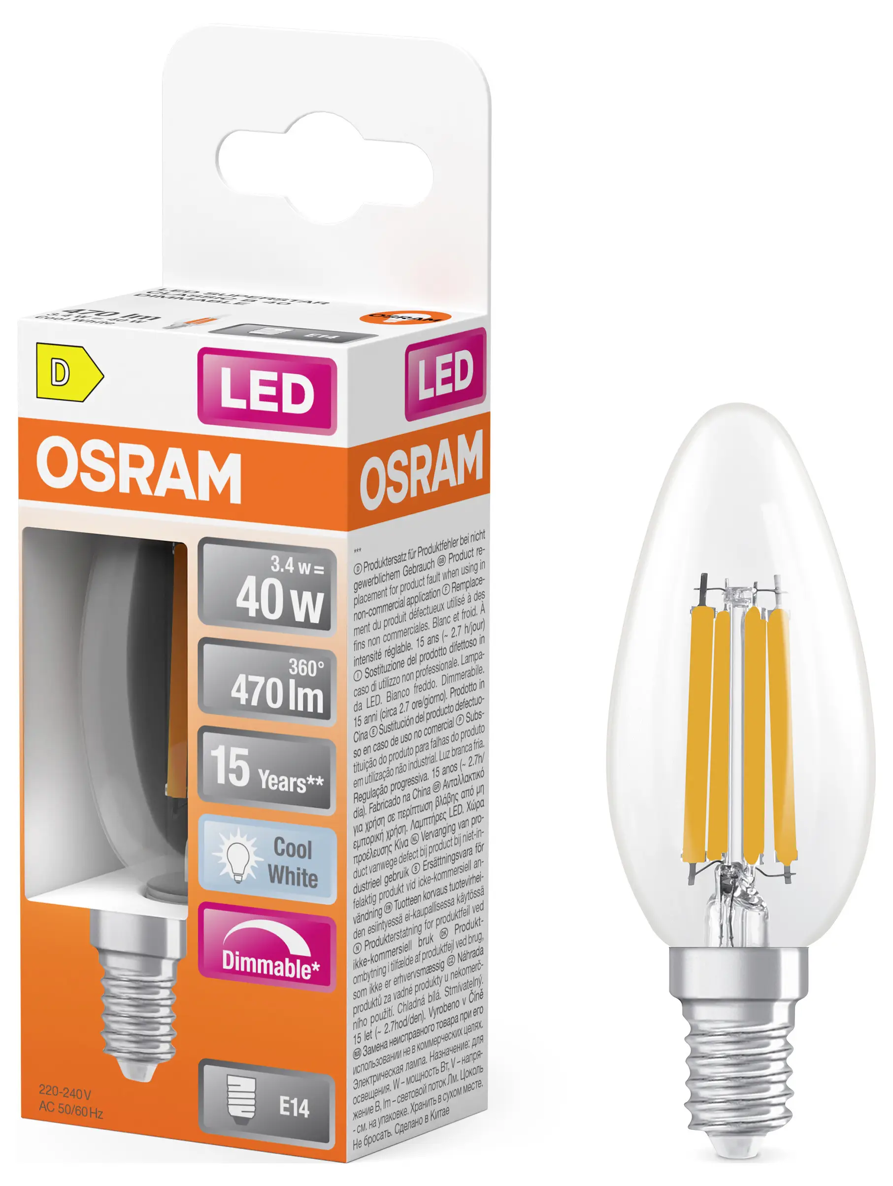 Светодиодная лампа OSRAM HOMELIGHTING 4099854445675 E14 3,4 Вт холодный белый 1 шт.