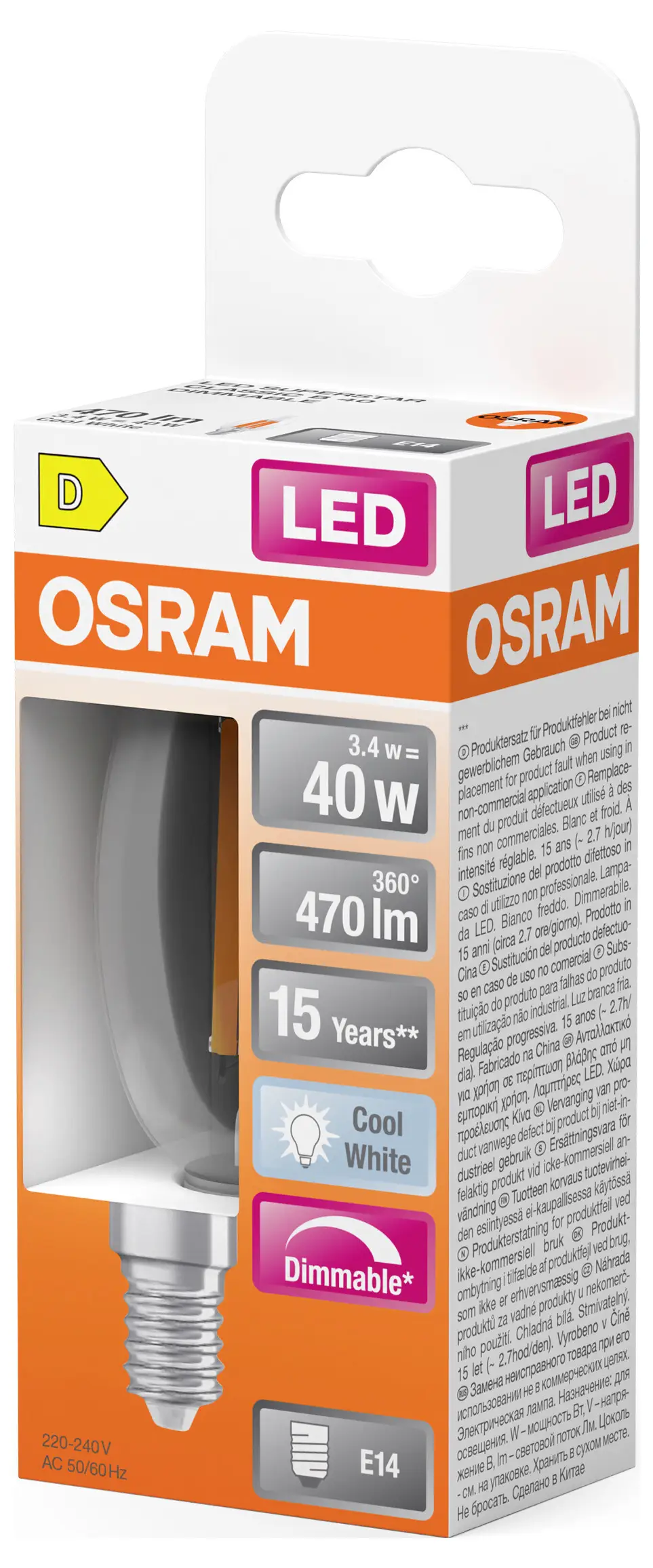 Светодиодная лампа OSRAM HOMELIGHTING 4099854445675 E14 3,4 Вт холодный белый 1 шт.