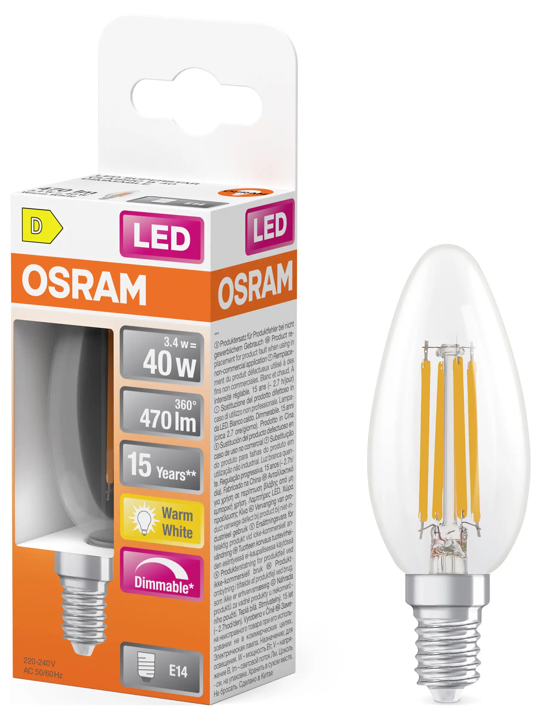 Світлодіодна лампа OSRAM HOMELIGHTING 4099854445712 E14 3,4 Вт теплий білий 1 шт.