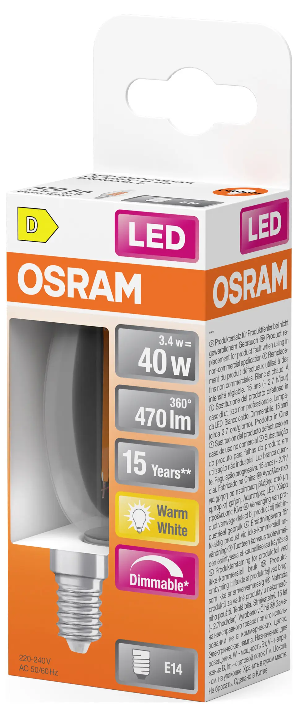 Світлодіодна лампа OSRAM HOMELIGHTING 4099854445712 E14 3,4 Вт теплий білий 1 шт.