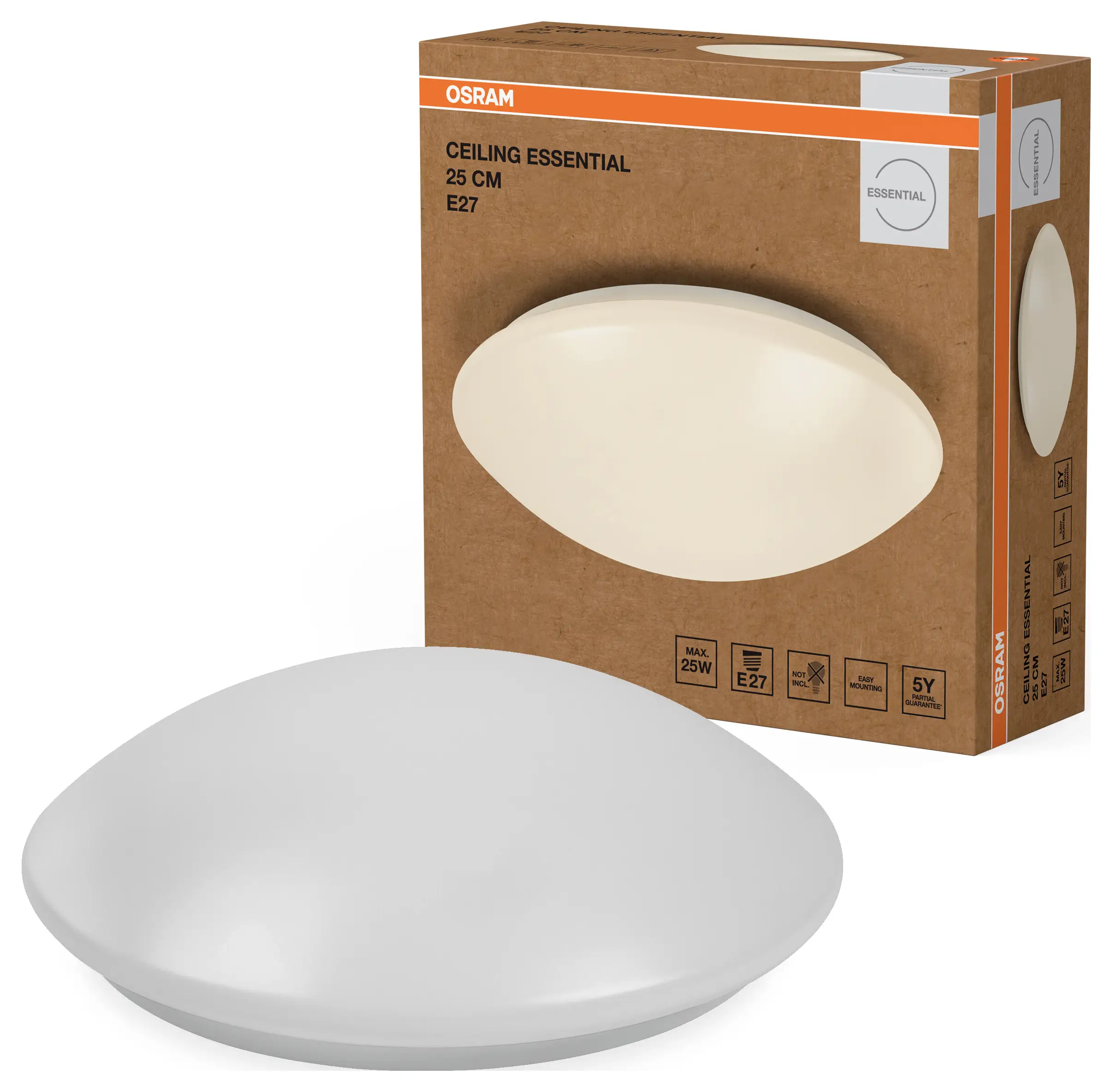 OSRAM HOMELIGHTING Стельовий настінний світильник Essential 250 мм E27 4099854444609 IP20