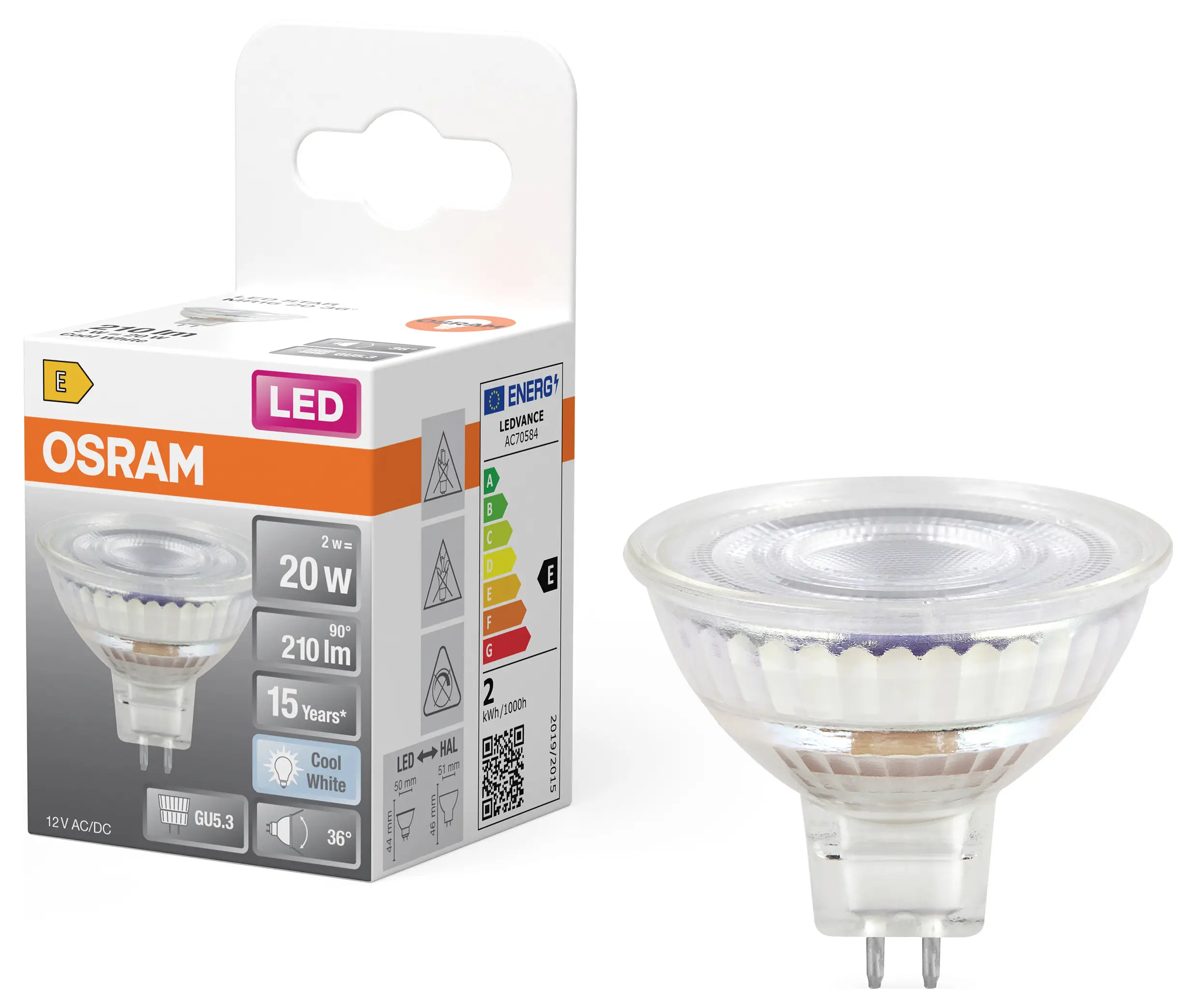 Светодиодная лампа-прожектор OSRAM HOMELIGHTING 4099854458286 GU5.3 2 Вт холодный белый 1 шт.