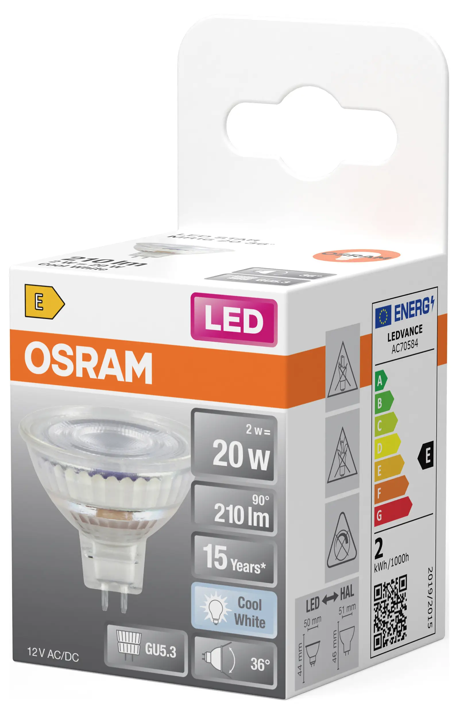 Светодиодная лампа-прожектор OSRAM HOMELIGHTING 4099854458286 GU5.3 2 Вт холодный белый 1 шт.